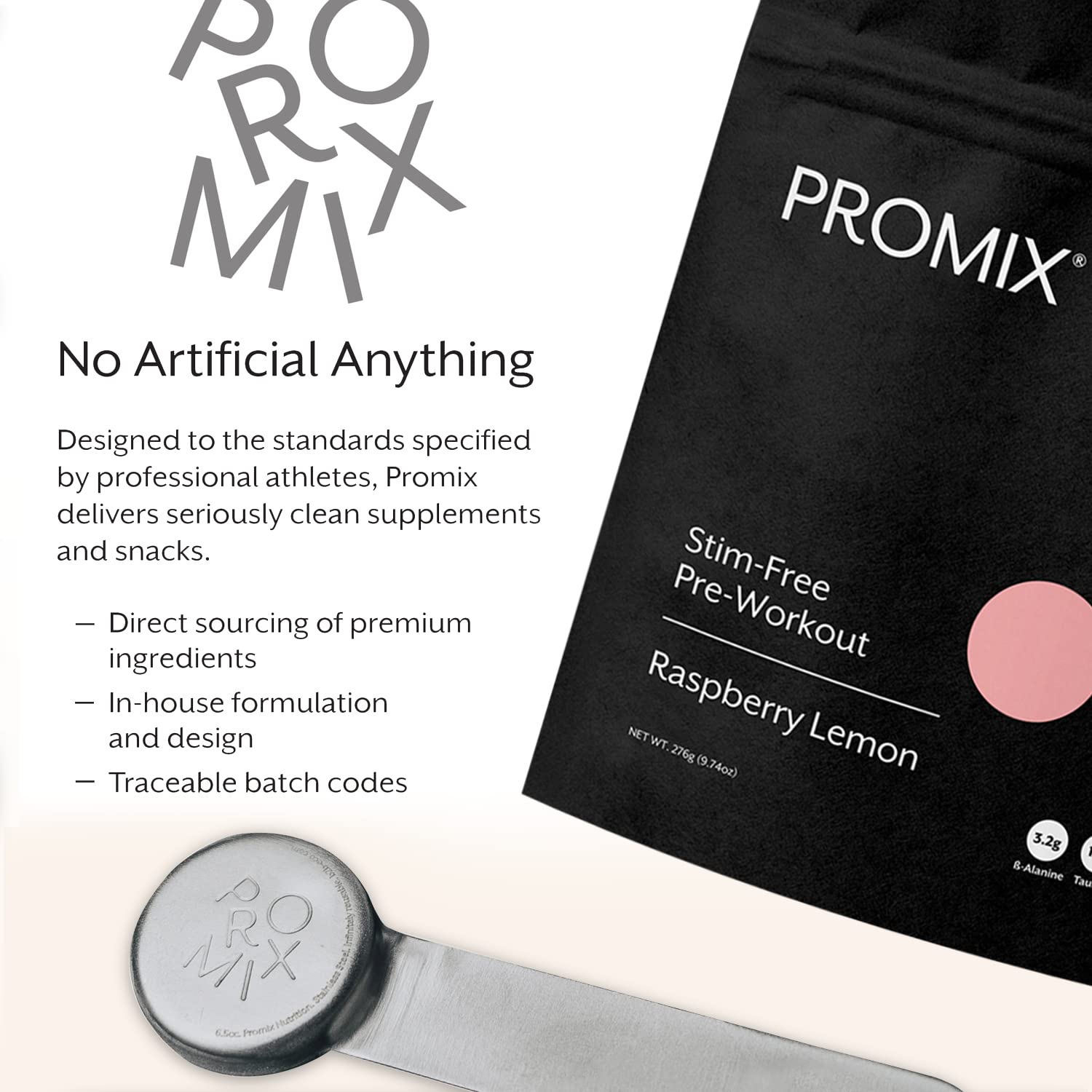 Etiqueta de ProMix Nutrition mostrando ingredientes clave y beneficios