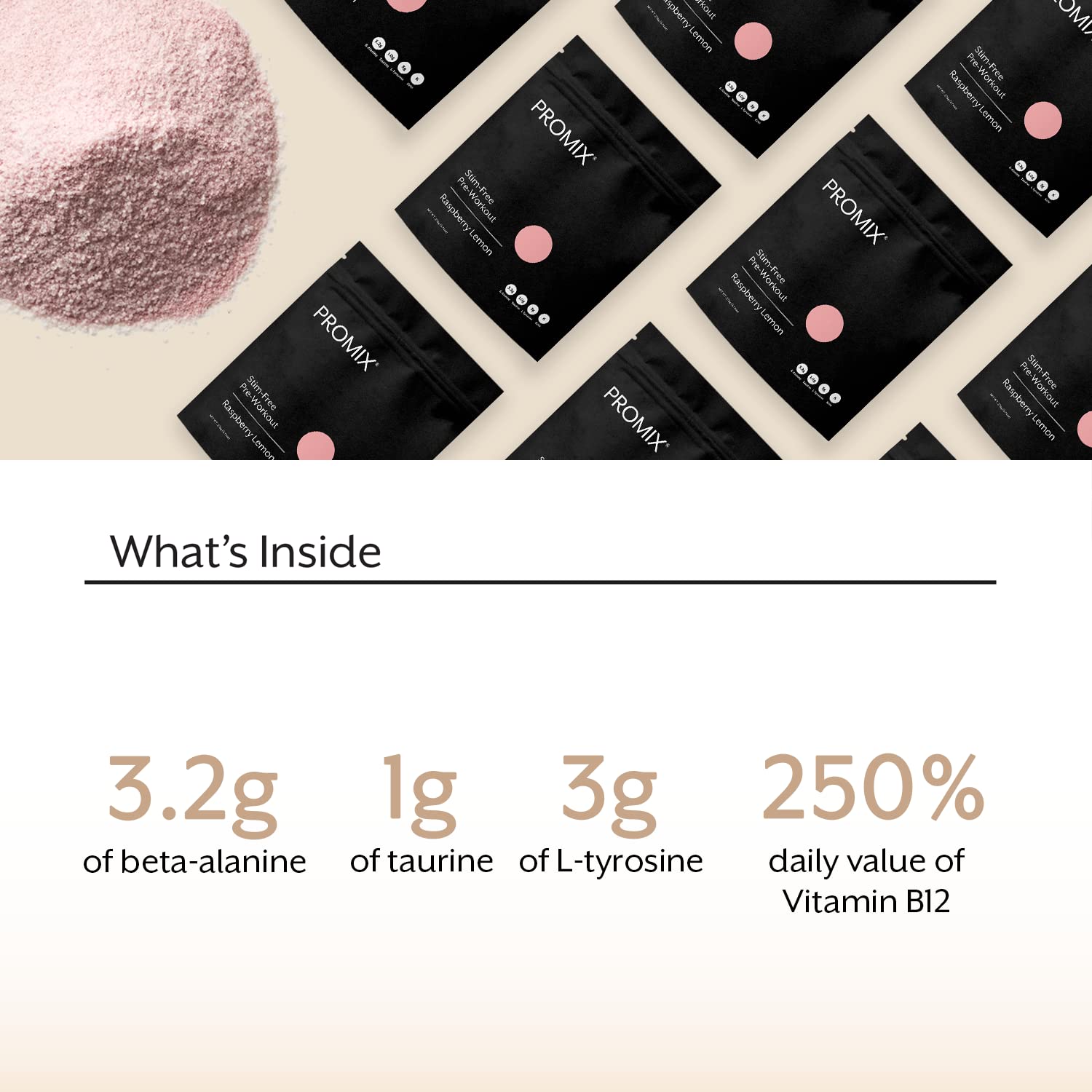 Detalle de la textura del polvo ProMix Nutrition, disolución sin grumos