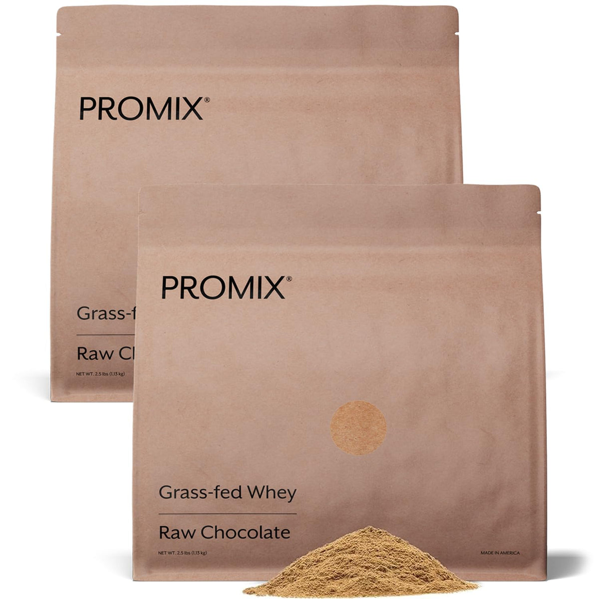 ProMix Nutrition envase frontal Raw Chocolate muestra cantidad y sello limpio