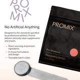 ProMix Nutrition envase junto a una mano para comparar tamaño y porciones