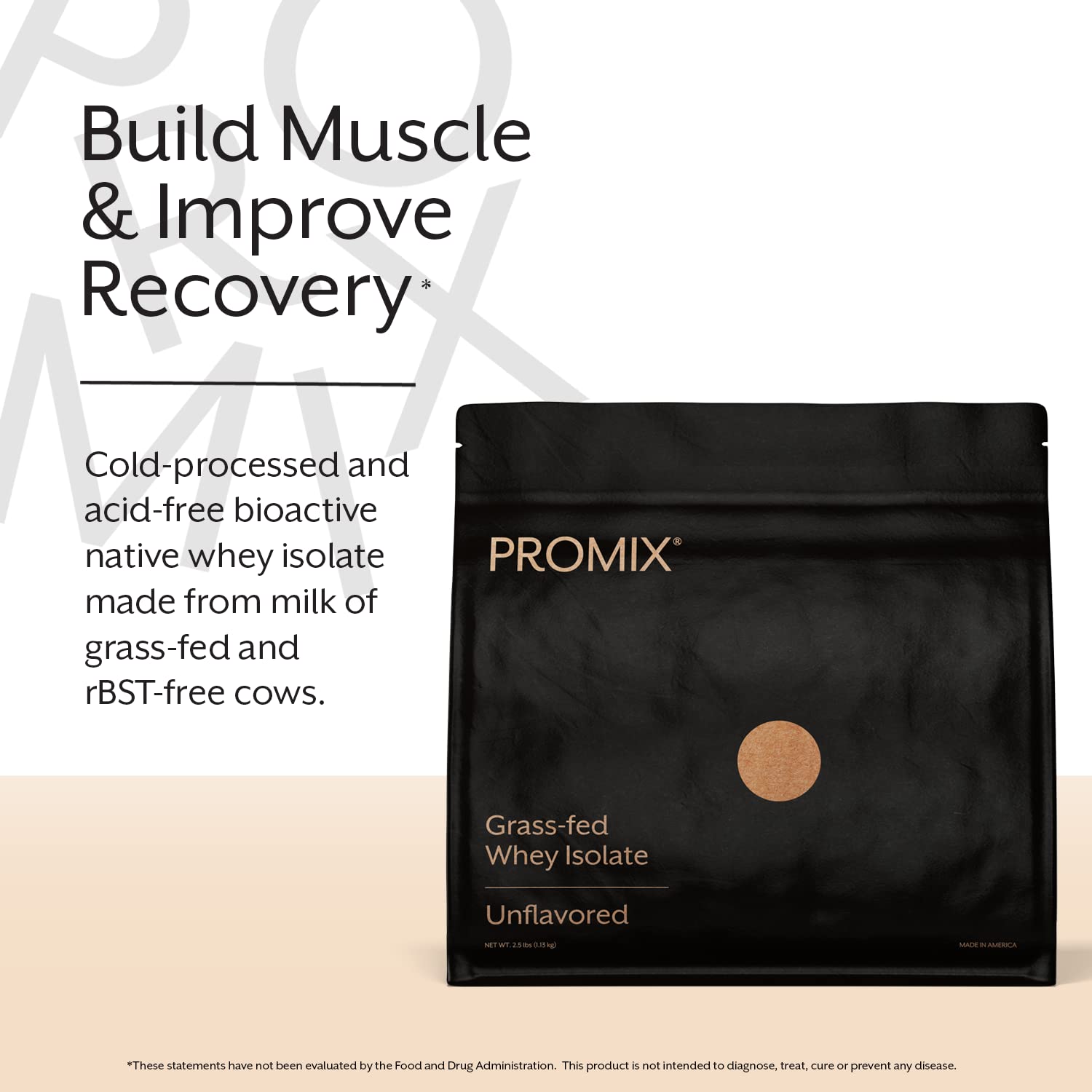 ProMix Nutrition primer plano de textura de polvo, fácil mezcla y pureza