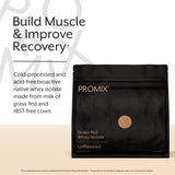 ProMix Nutrition primer plano de textura de polvo, fácil mezcla y pureza
