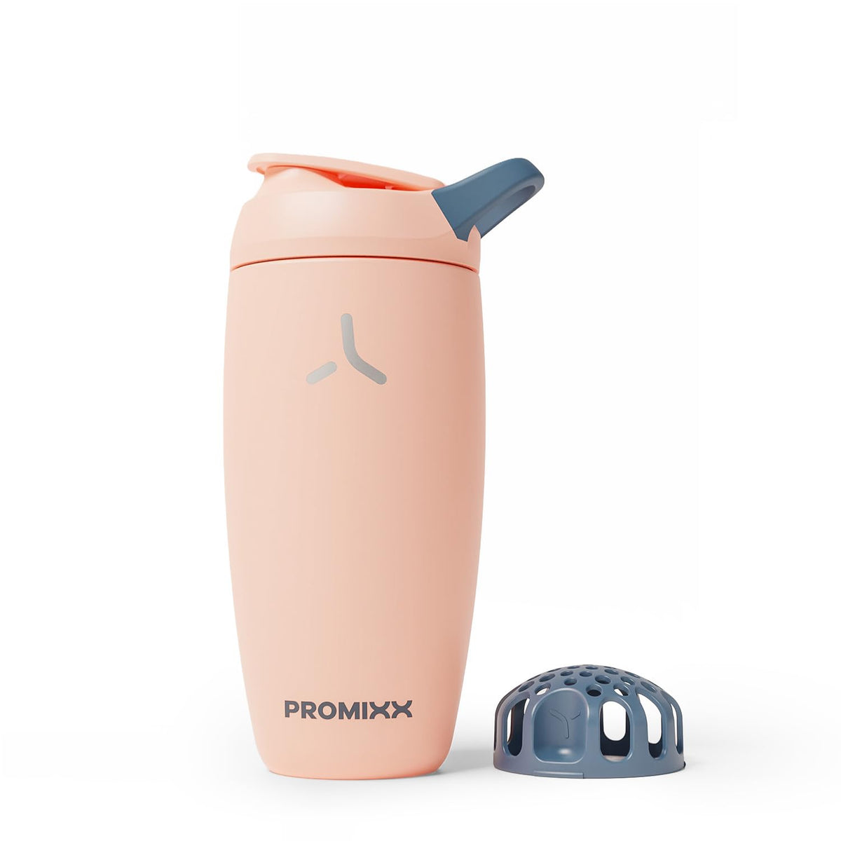PROMIXX vista frontal de la botella coral, mantiene bebidas frías
