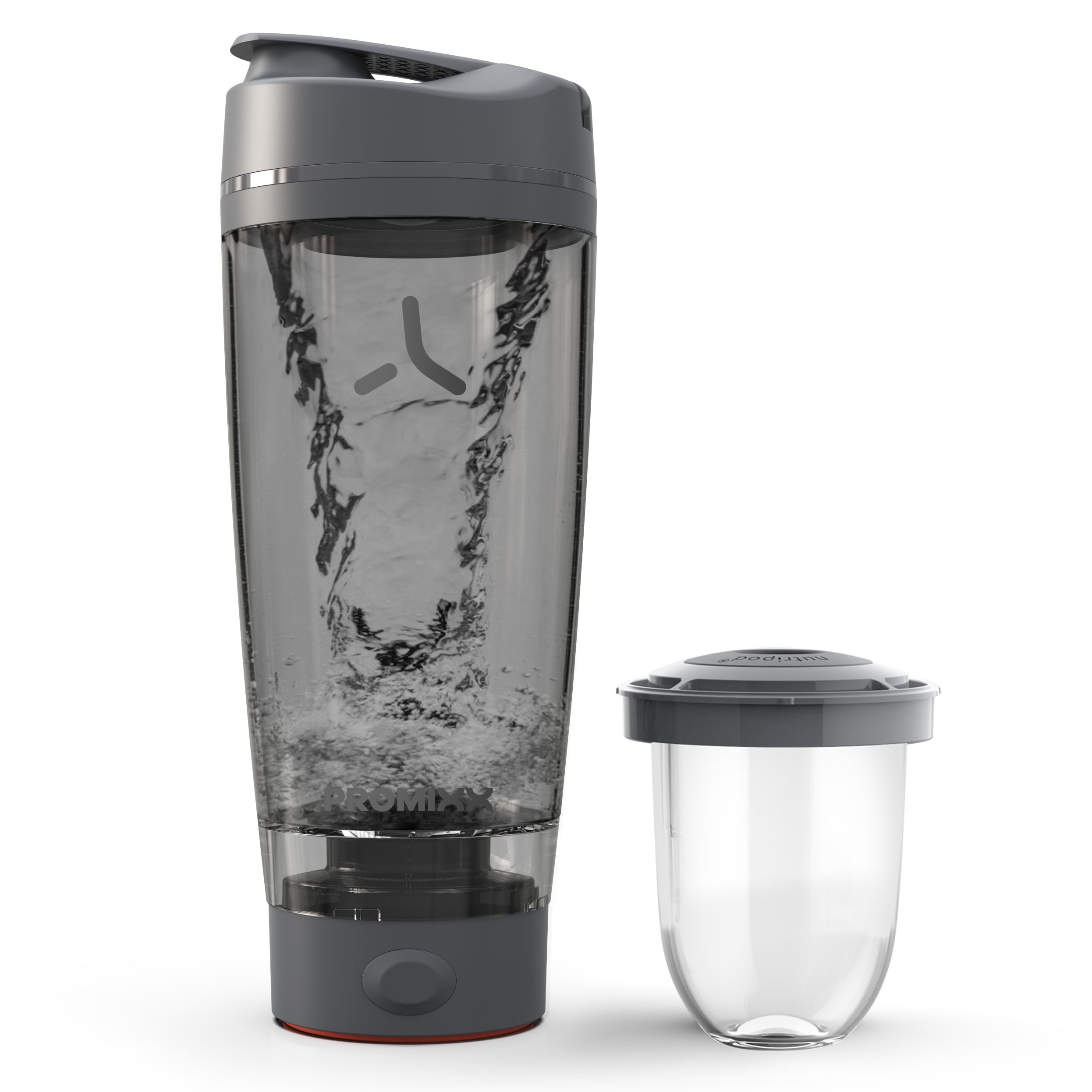 PROMIXX Pro con NUTRiPOD abierto mostrando almacenamiento de suplementos
