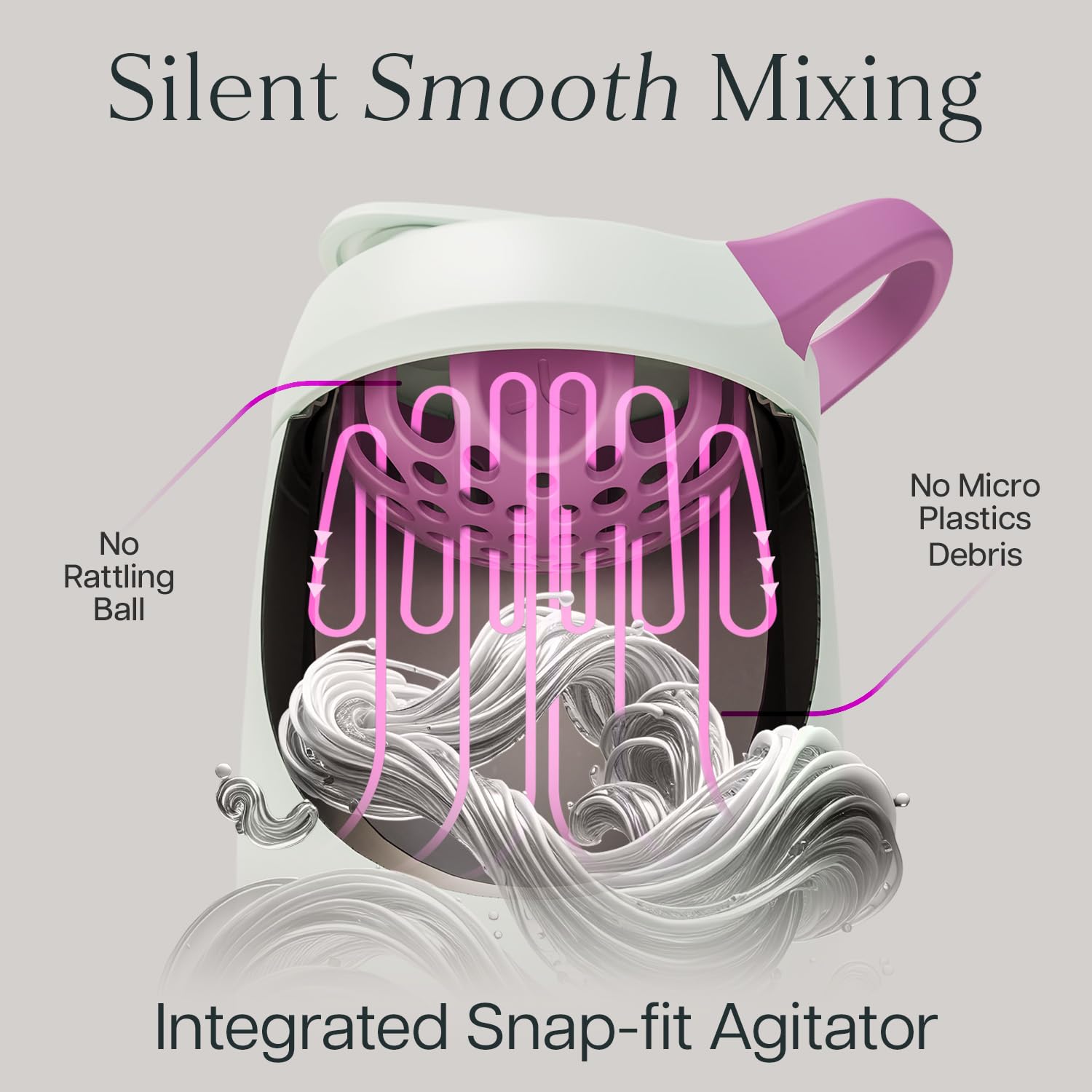 PROMIXX detalle del agitador snap-fit que asegura mezclas sin grumos