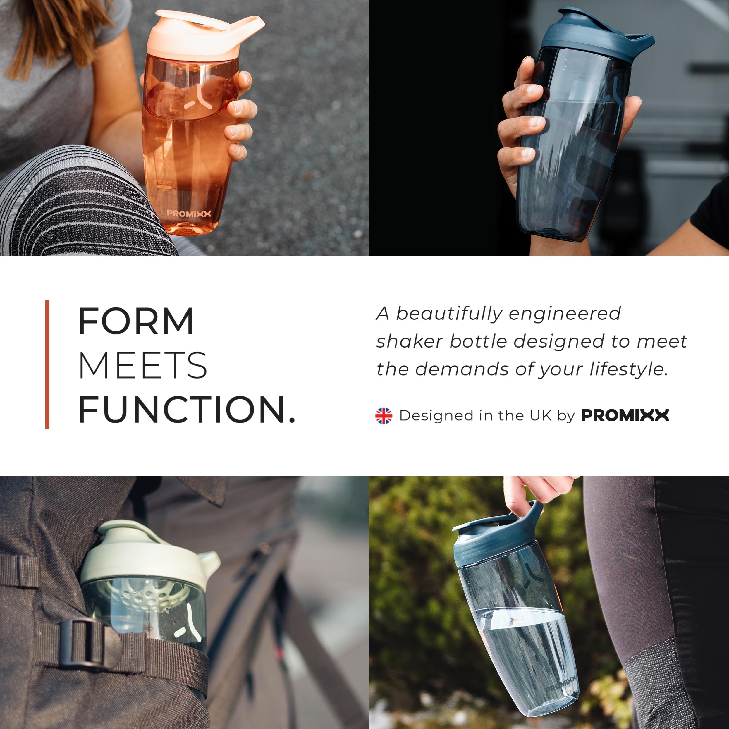 Promixx detalle del agitador snap-fit que mezcla silenciosamente y elimina grumos