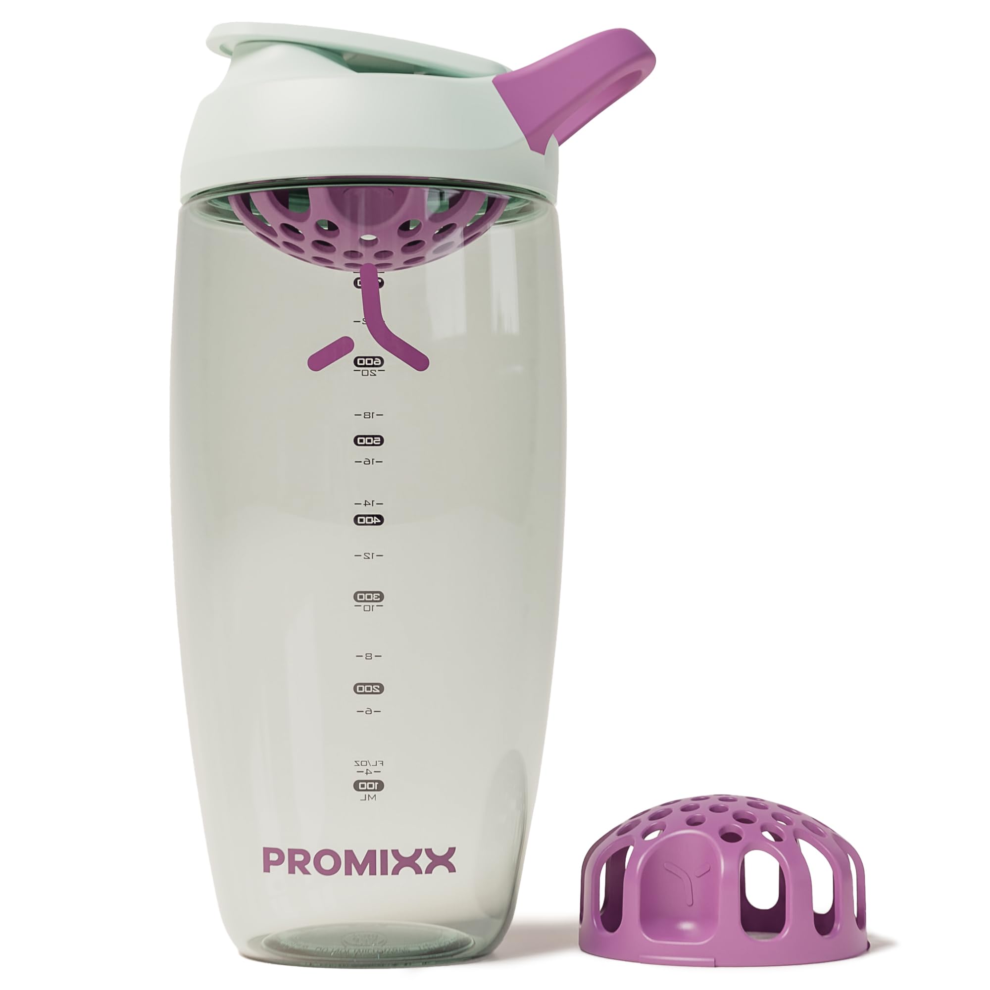 PROMIXX vista frontal con tapa cerrada y diseño seagrass, fácil de llevar