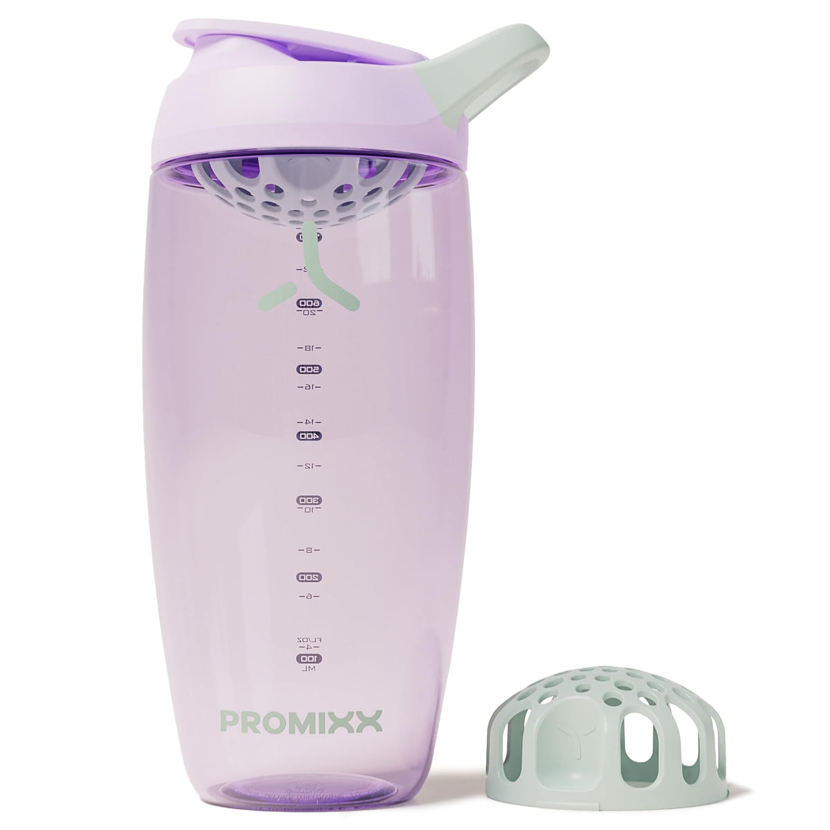 PROMIXX botella Pursuit frontal lilac mostrando forma y capacidad 26oz