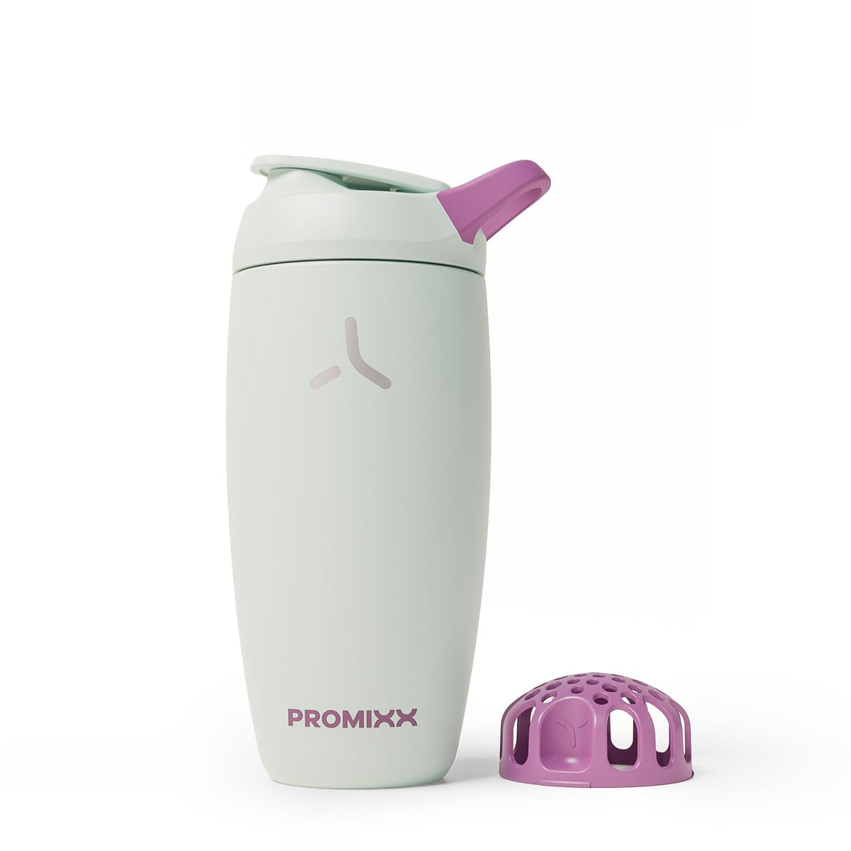 PROMIXX vista frontal del shaker Seagrass con diseño aislado y acabado premium