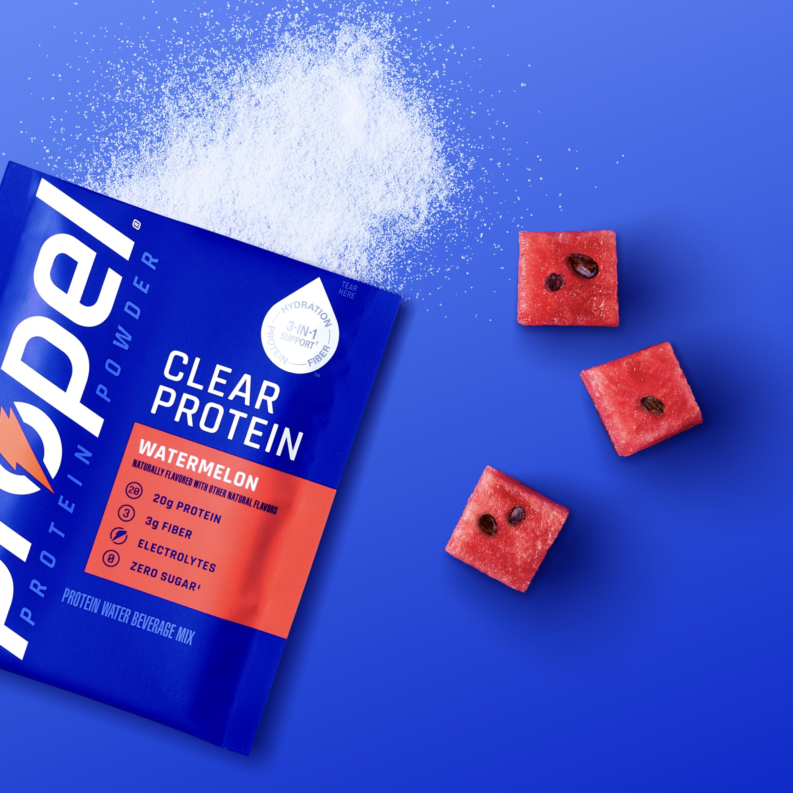 Propel comparación de tamaño con onzas para visualizar porción y mezcla