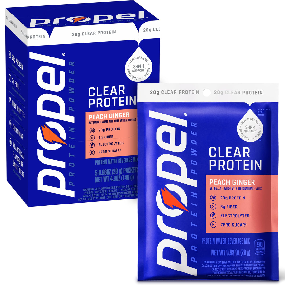 Propel sobre frontal mostrando la marca y conveniencia para llevar
