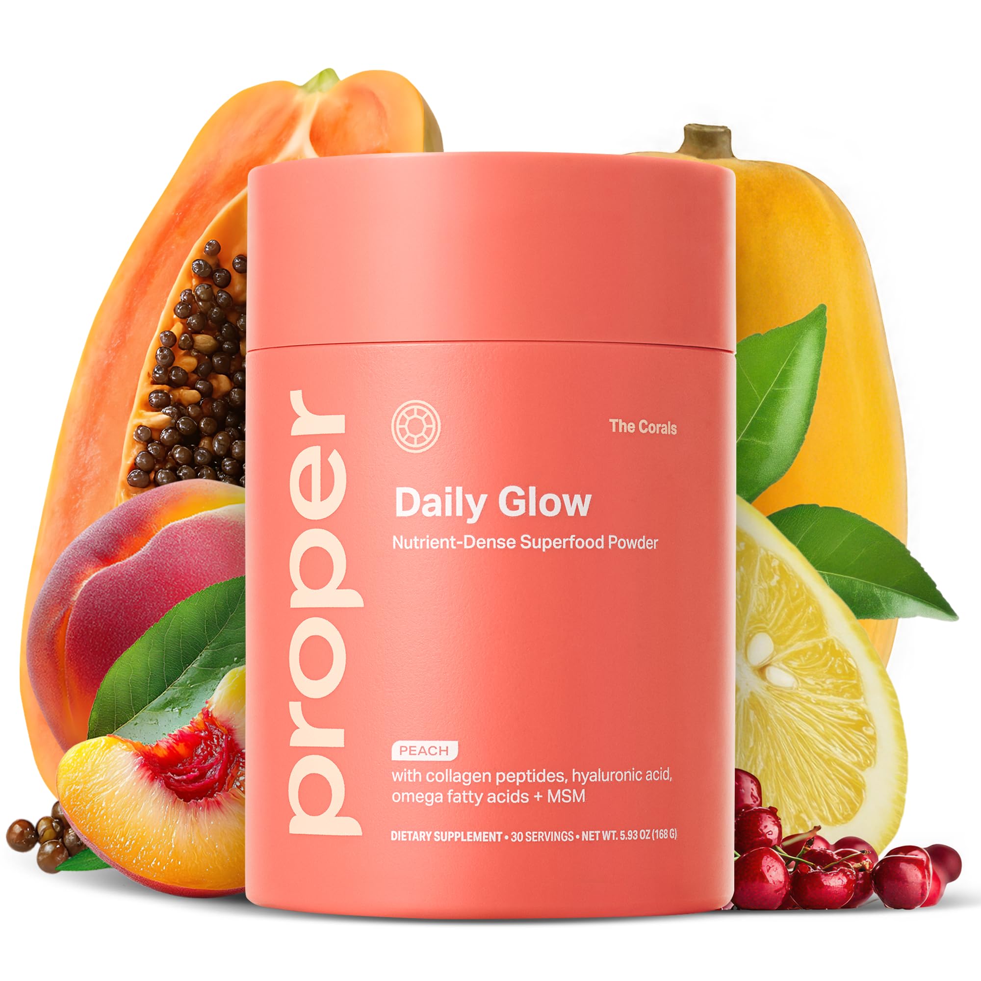 Proper envase frontal del Daily Glow Beauty Blend mostrando etiqueta clara y beneficios