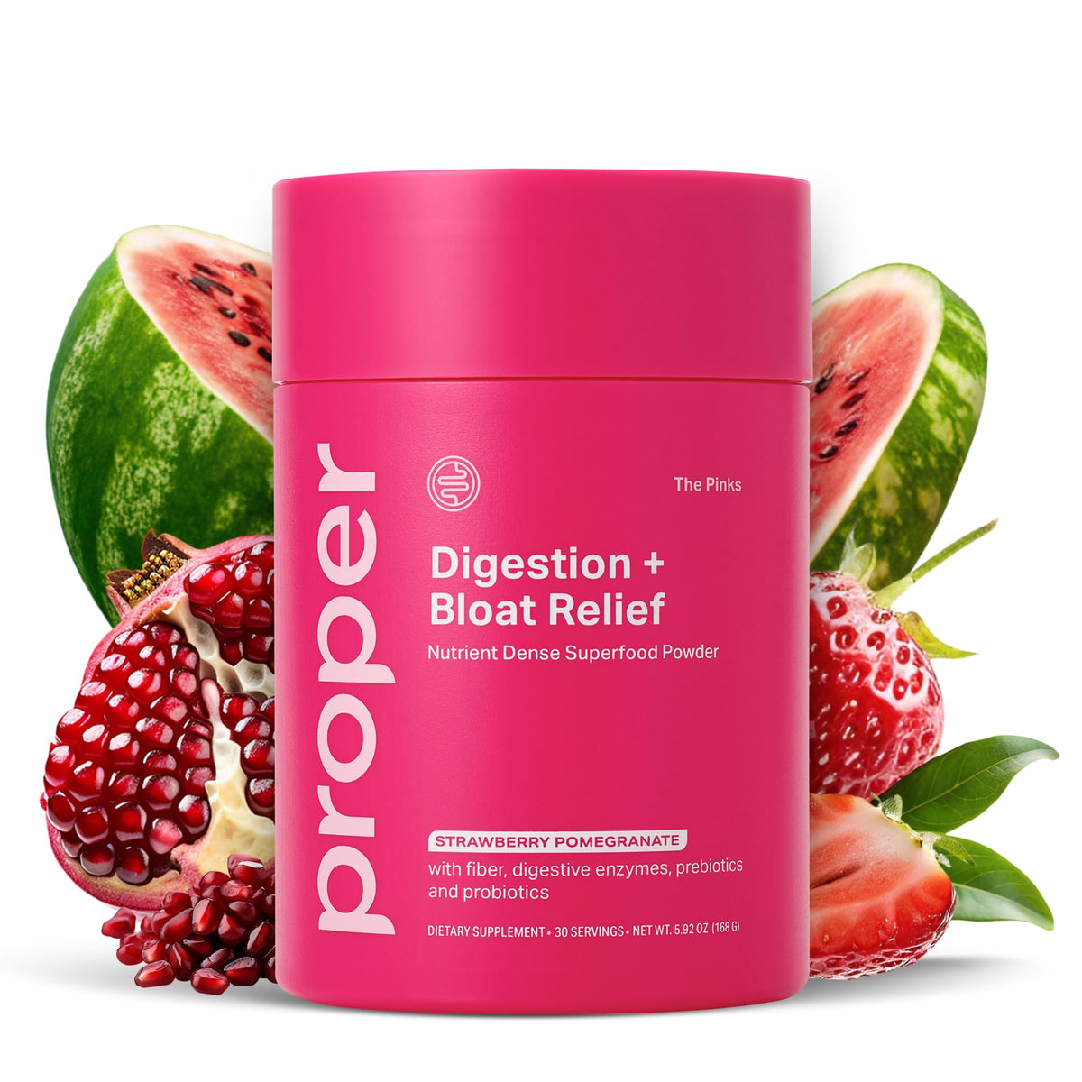 Proper The Pinks envase frontal mostrando marca y sabor, fácil identificación y confianza