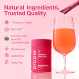 Proper The Pinks primeros planos de ingredientes como remolacha y enzimas beneficiosas