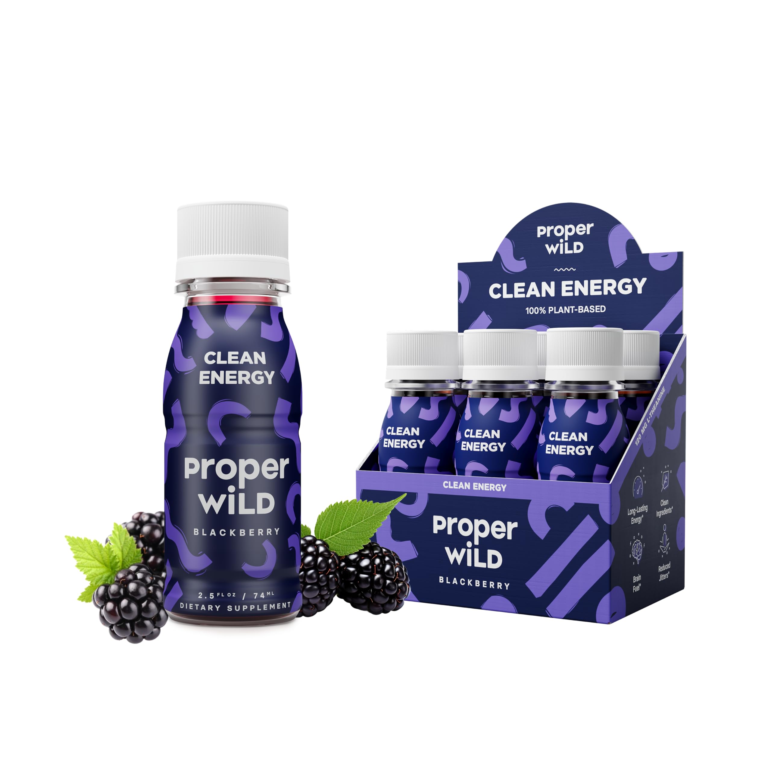 Proper Wild frente del pack de 6 shots Blackberry muestra diseño y tamaño portátil