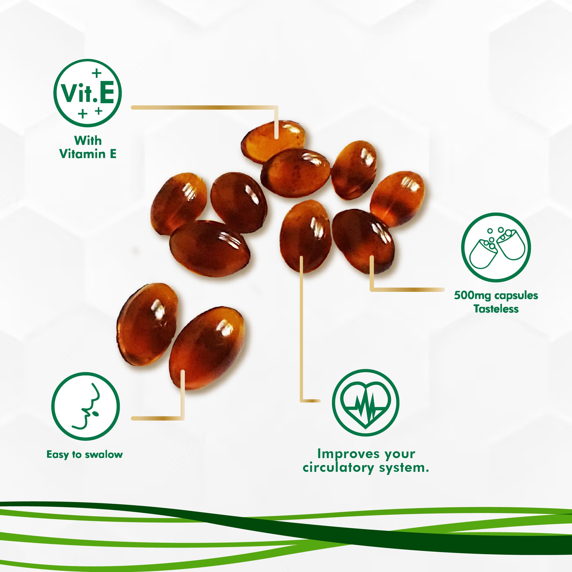 Propolis Health varias cápsulas sobre superficie para ver cantidad