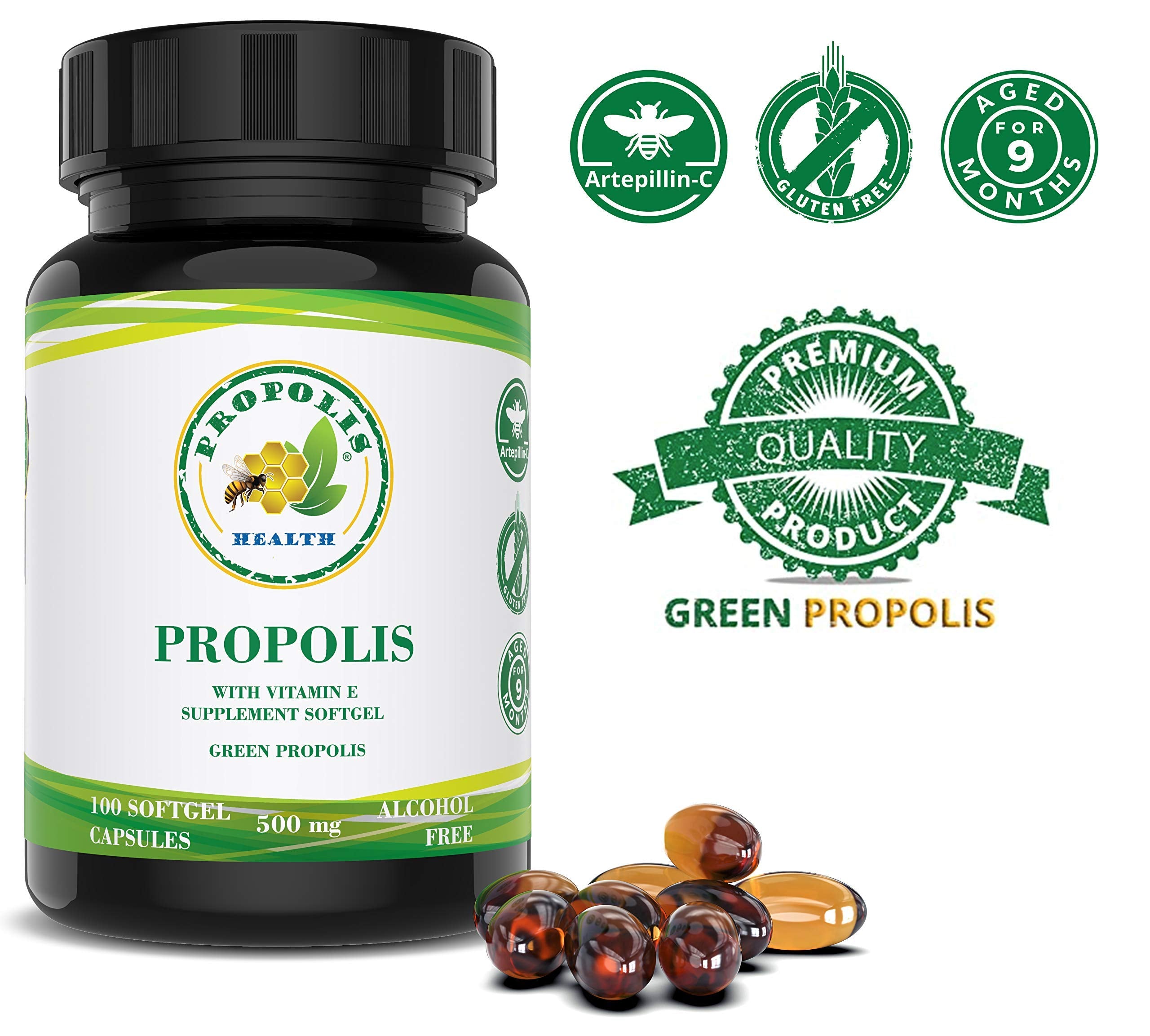 Propolis Health envase abierto con cápsulas visibles para contenido