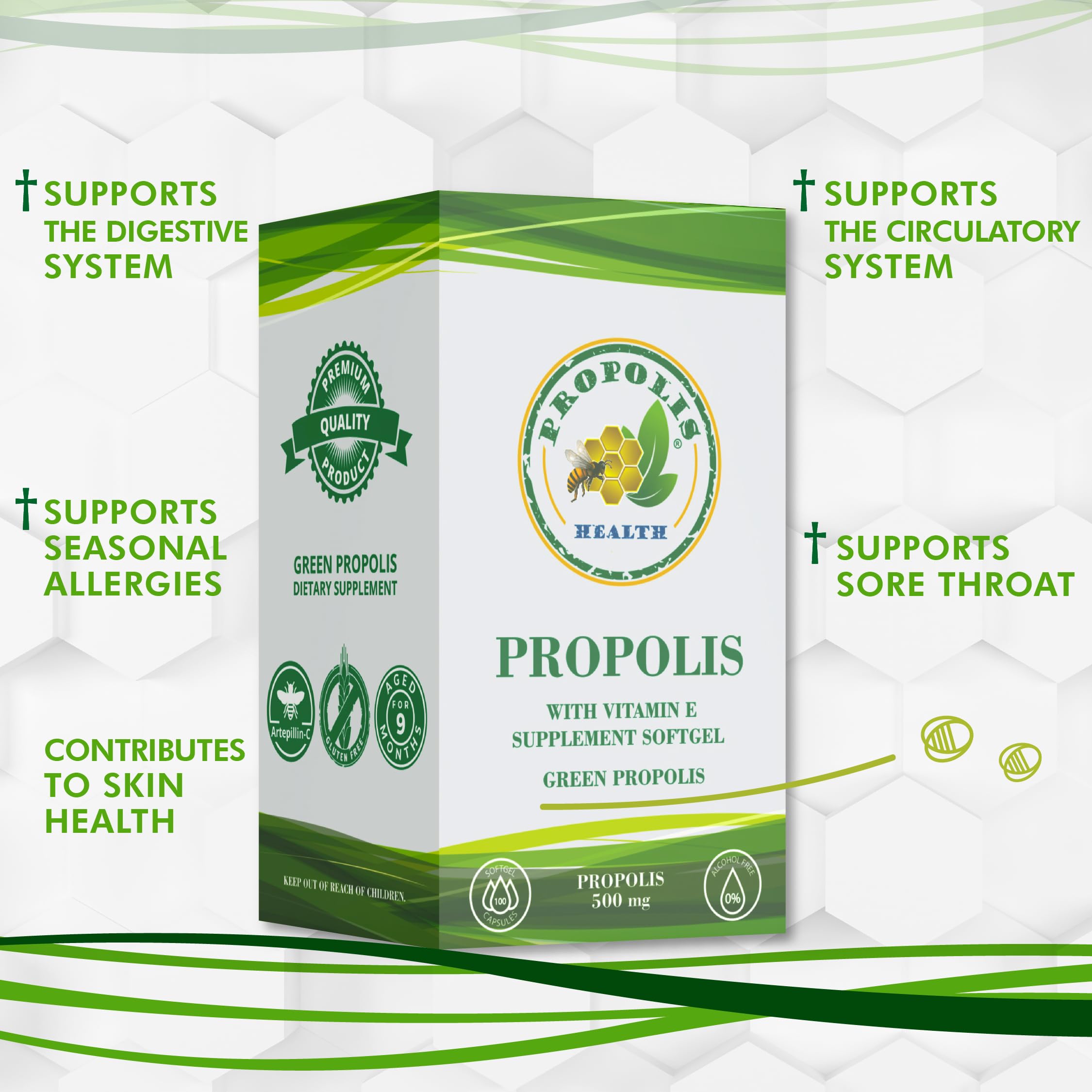 Propolis Health persona tomando cápsula mostrando uso diario sencillo