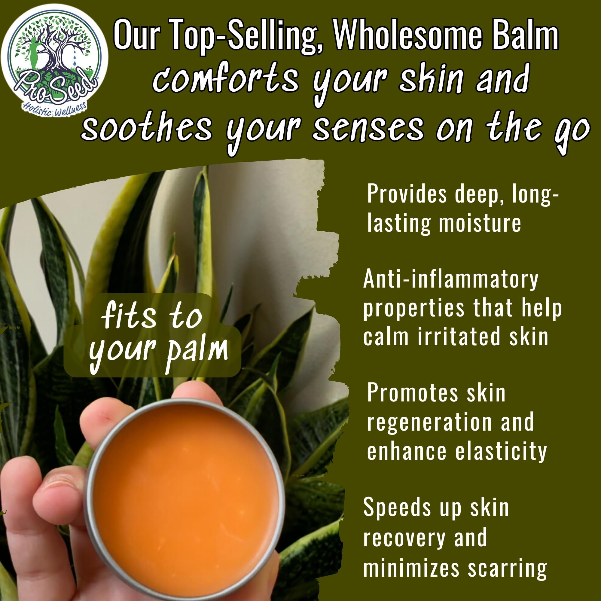 ProSeed Holistic Wellness ingredientes naturales en mesa, muestra la mezcla botánica