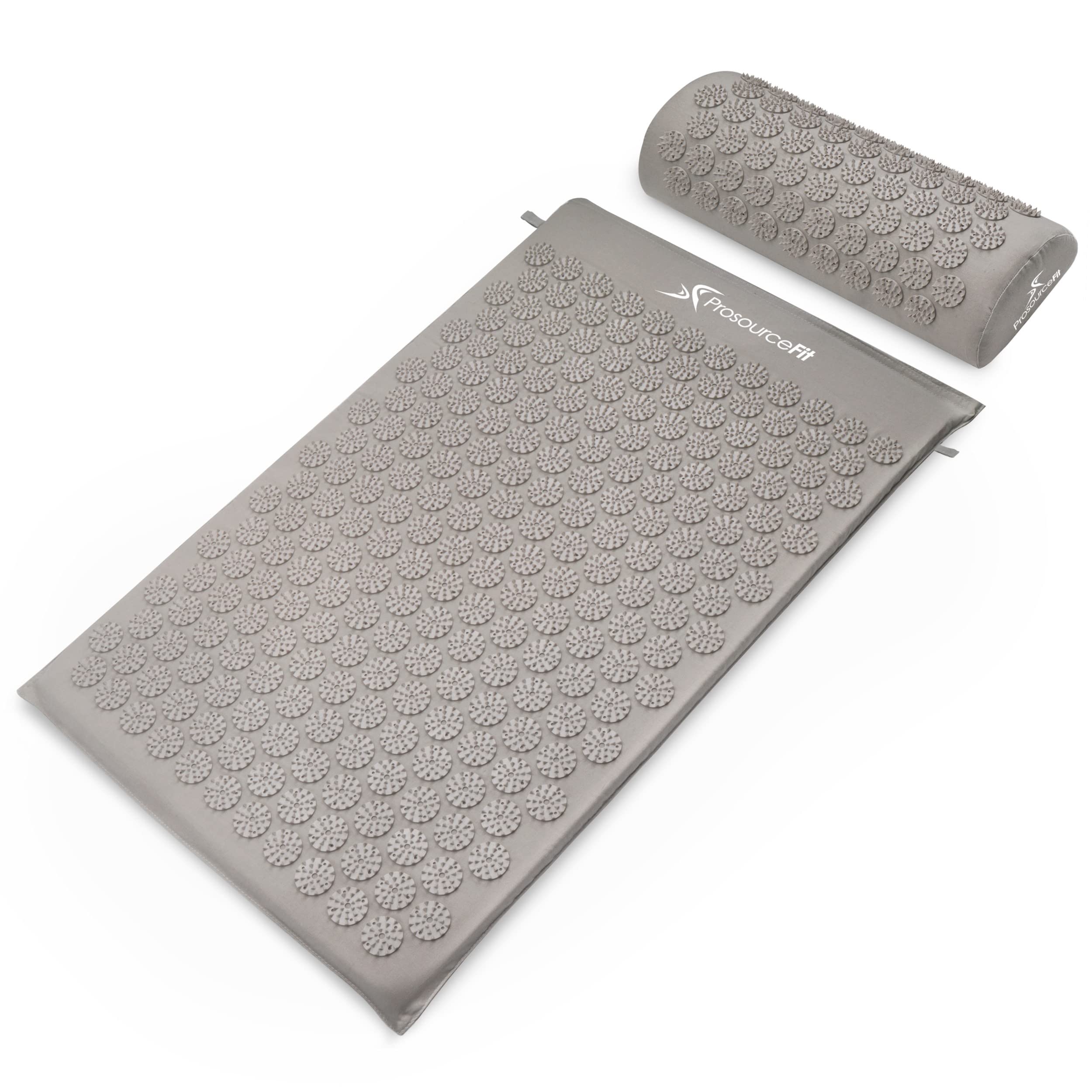 ProSource colchoneta frontal gris mostrando cobertura y beneficios de relajación