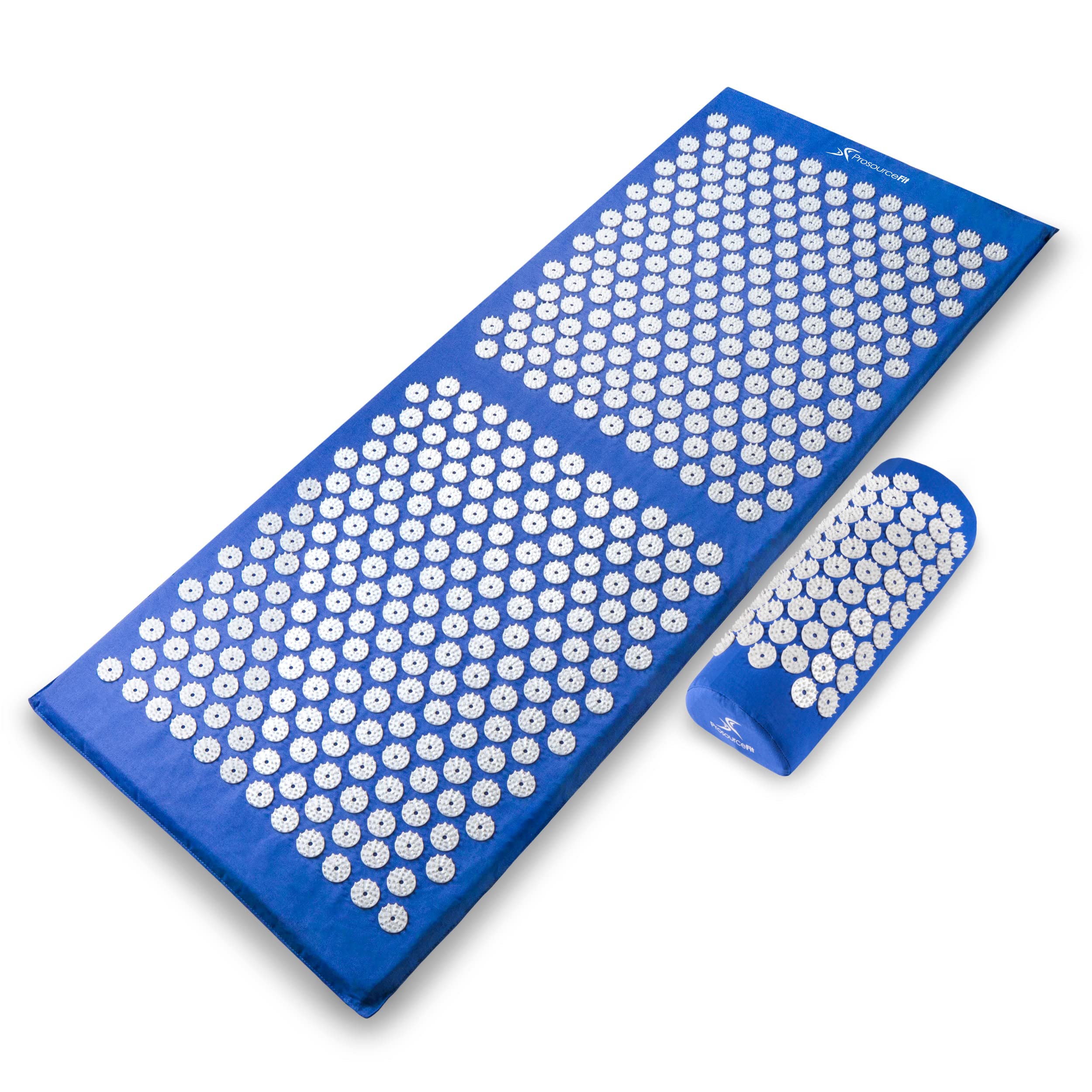 ProSource tapete frontal mostrando diseño azul y blanco, alivio postural