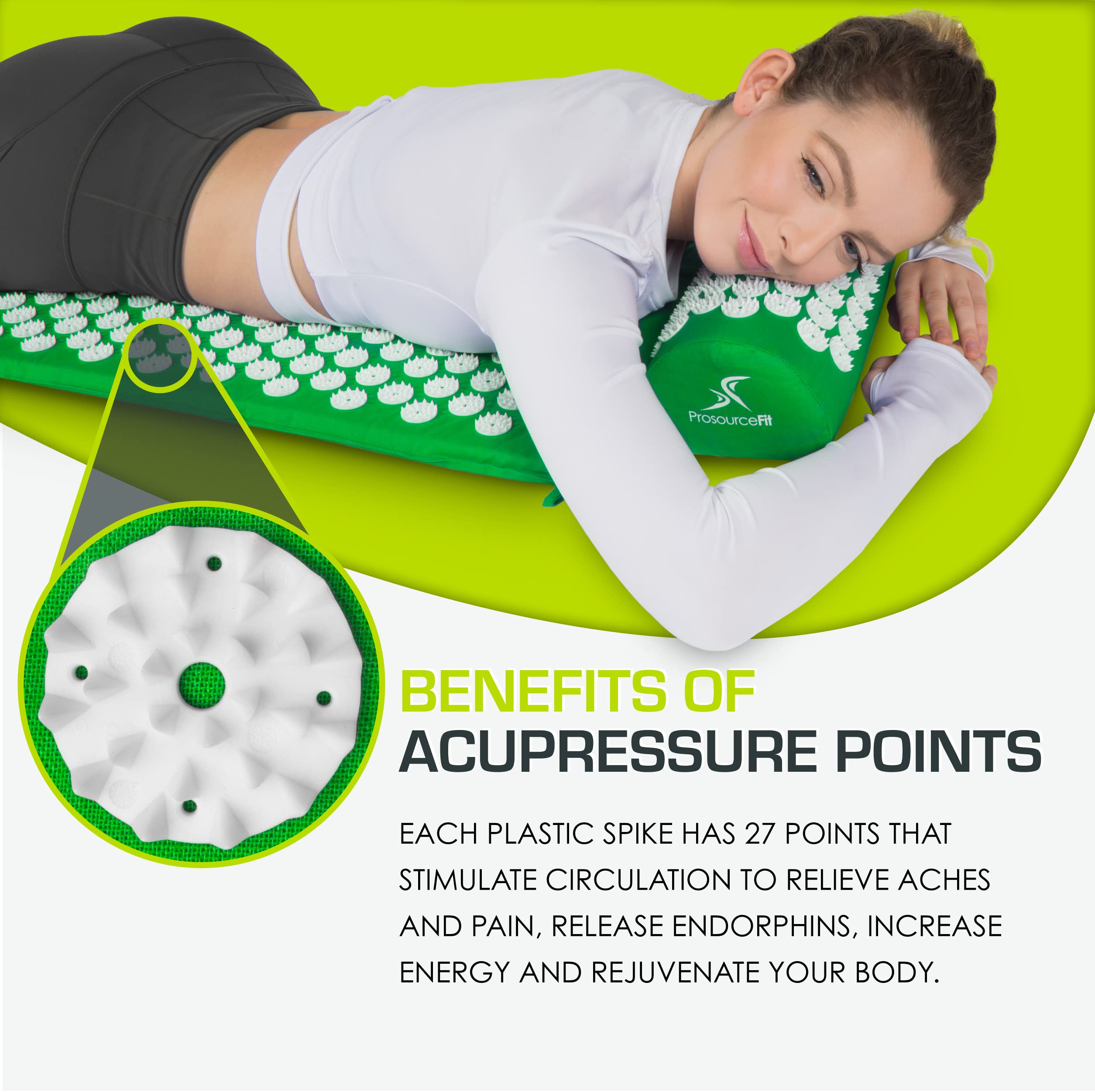 ProSource ProsourceFit persona usando colchoneta y almohada para alivio muscular
