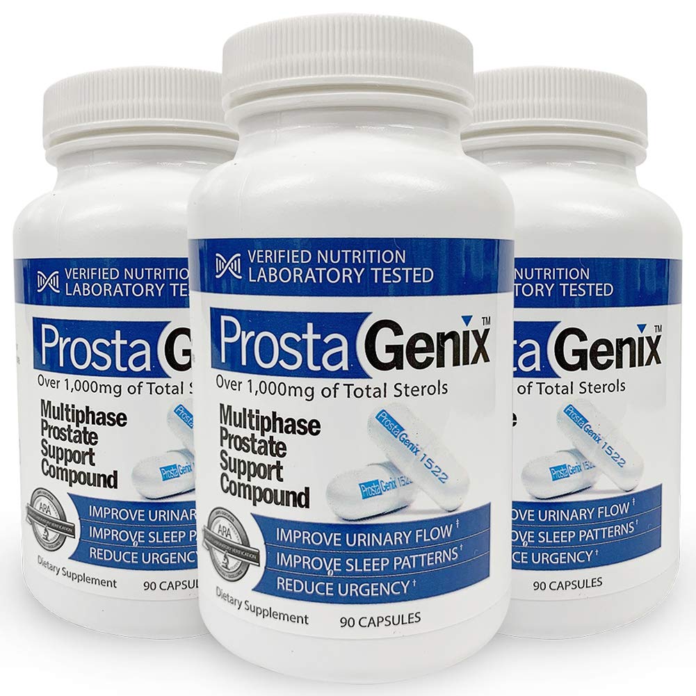 ProstaGenix frasco frontal mostrando el envase y beneficio de confort prostático