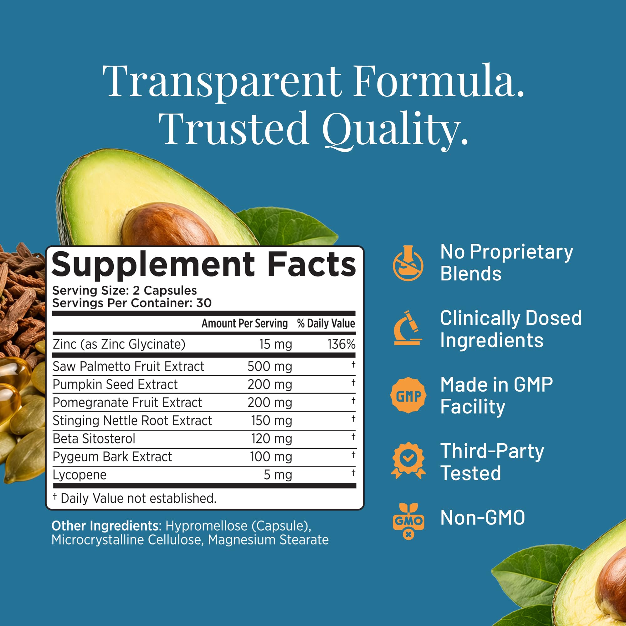 Detalle cápsula Prostara resaltando ingredientes y absorción