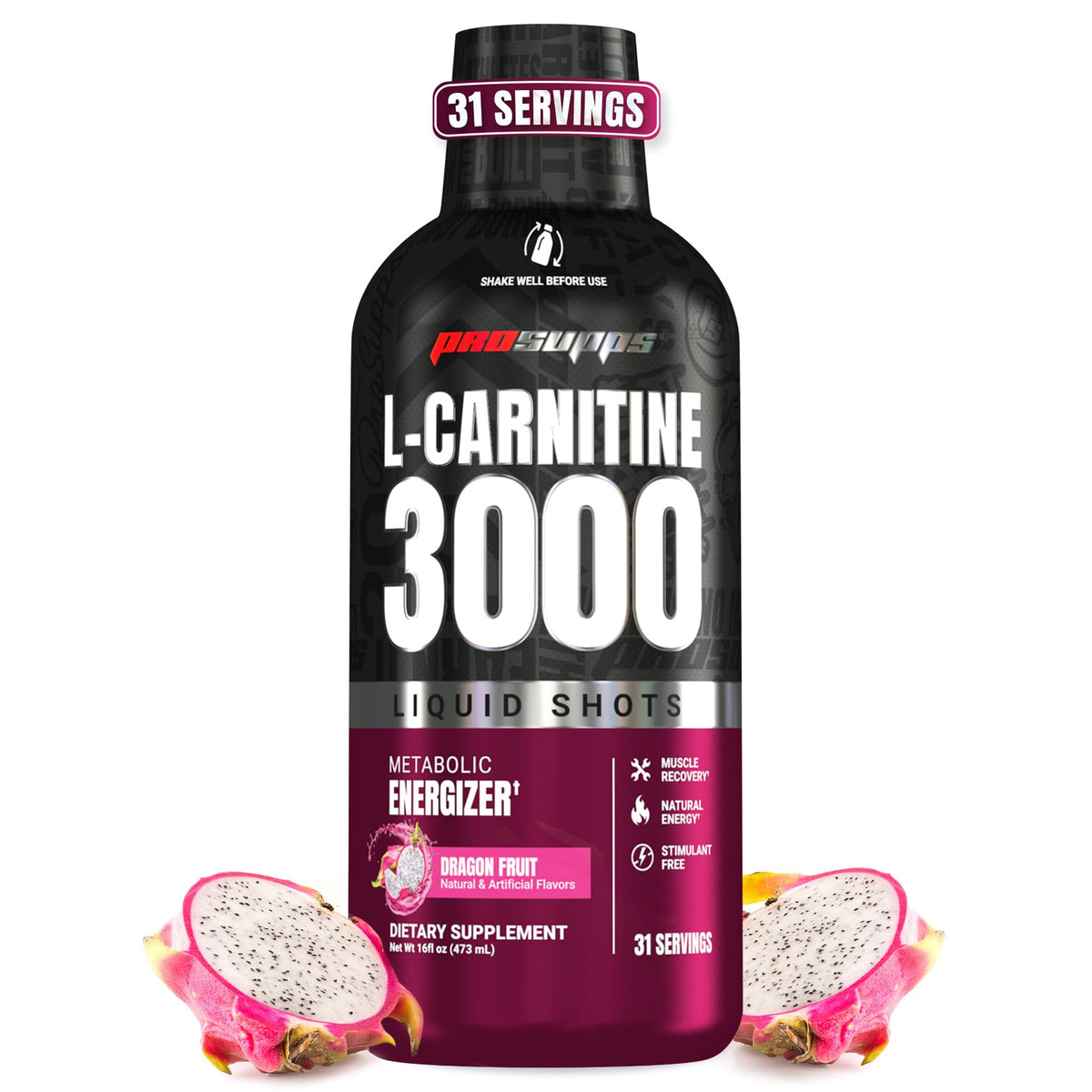ProSupps empaque frontal Dragon Fruit mostrando porciones y sin estimulantes