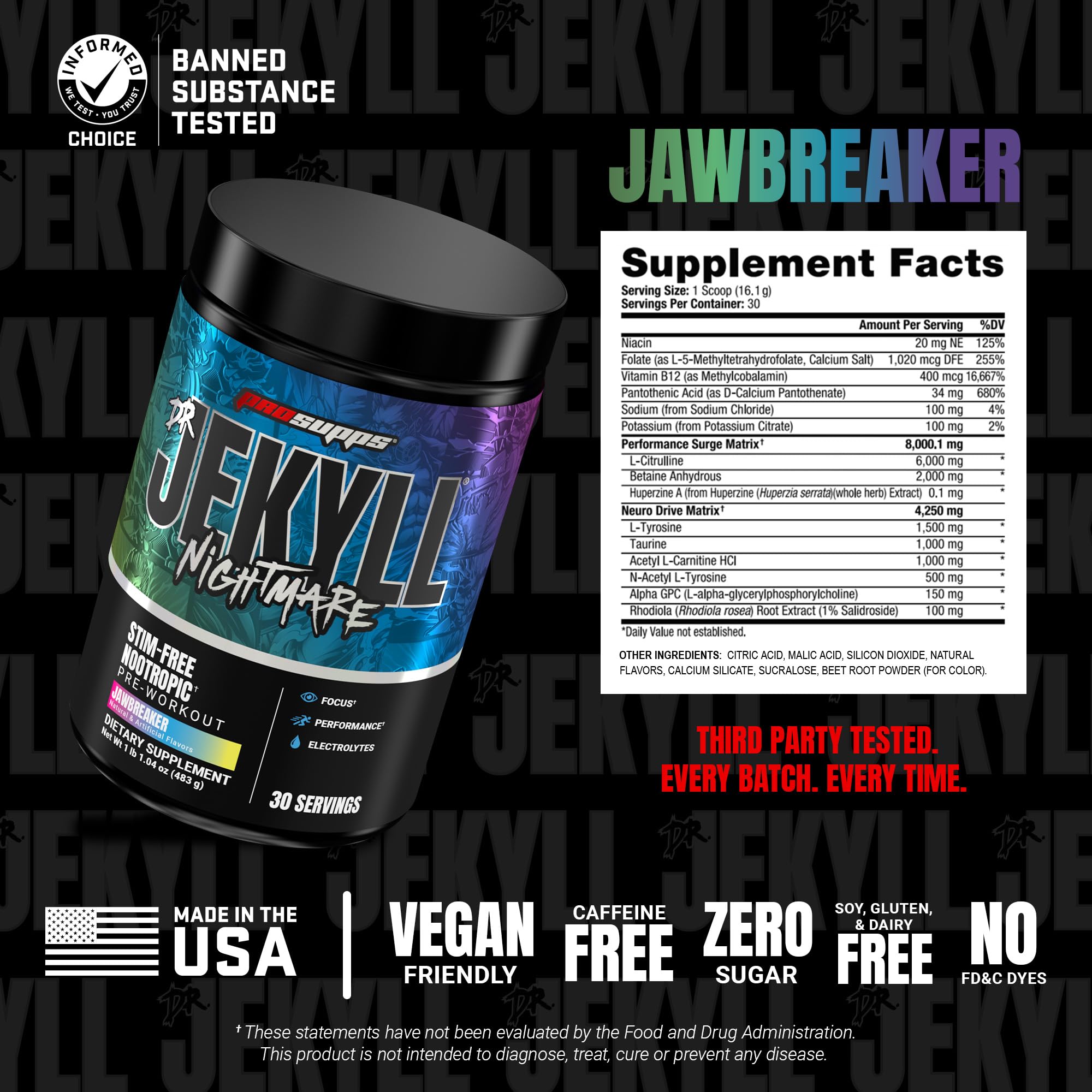 Envase de ProSupps Dr. Jekyll sostenido en mano mostrando tamaño y porciones