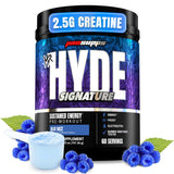 ProSupps Mr. Hyde Signature V2 frontal del envase mostrando el sabor Blue Razz y enfoque de energía