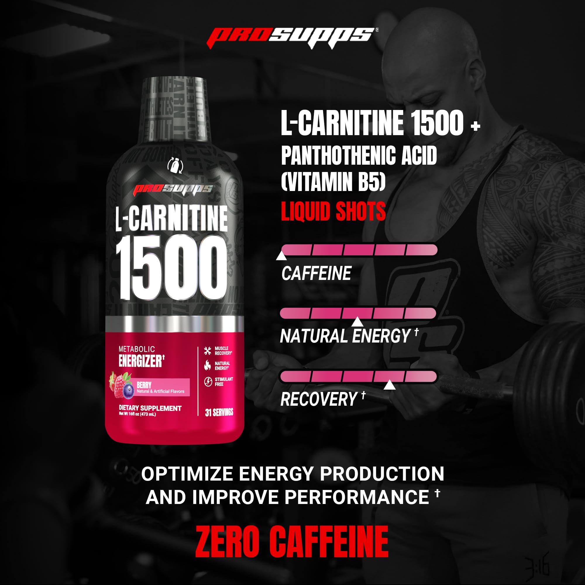 ProSupps L-Carnitine Liquid botella abierta vertiendo un shot listo para tomar