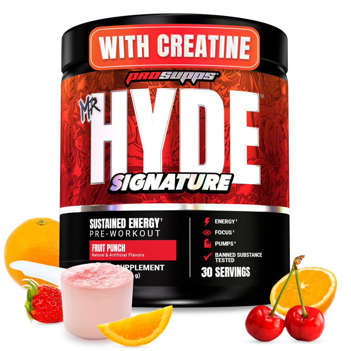 ProSupps Mr. Hyde frente del envase mostrando sabor Fruit Punch y energía