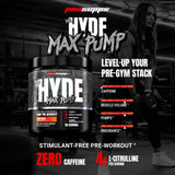 ProSupps Mr. Hyde Max Pump tarro abierto con polvo visible para ver rendimiento por servicio