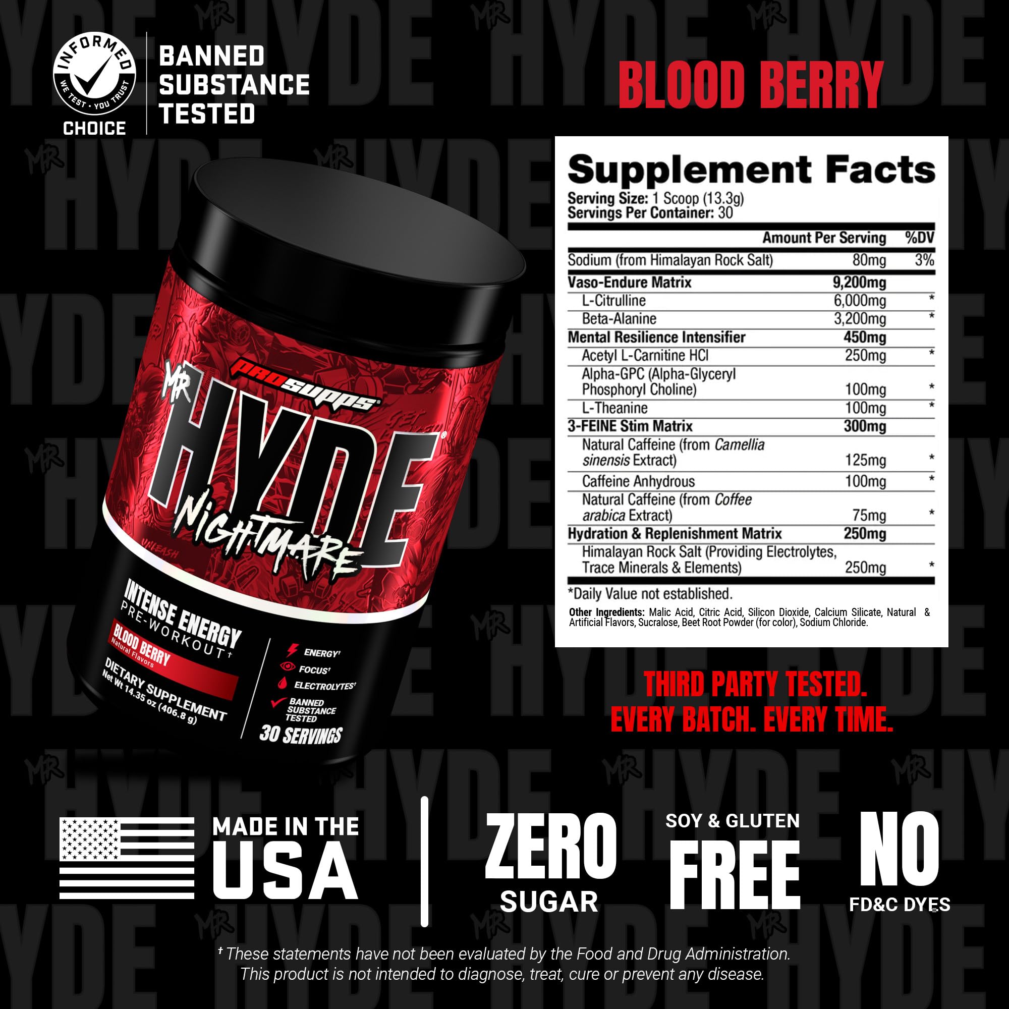 ProSupps etiqueta nutricional Mr. Hyde Nightmare con información clara