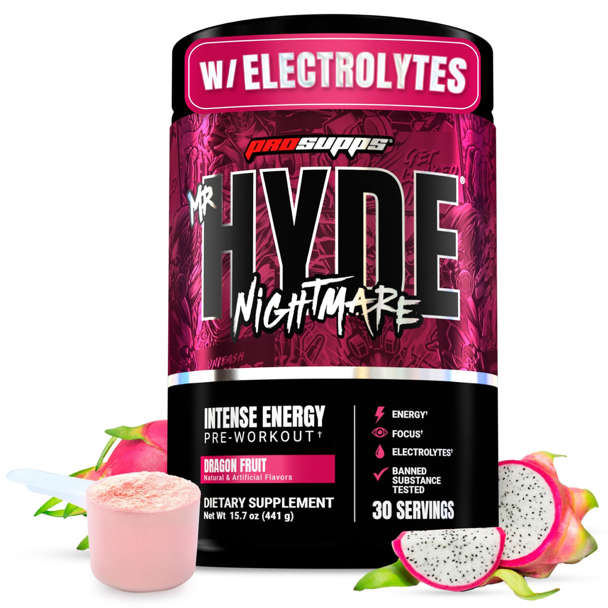 ProSupps Mr. Hyde Nightmare etiqueta frontal mostrando fuerza y sabor