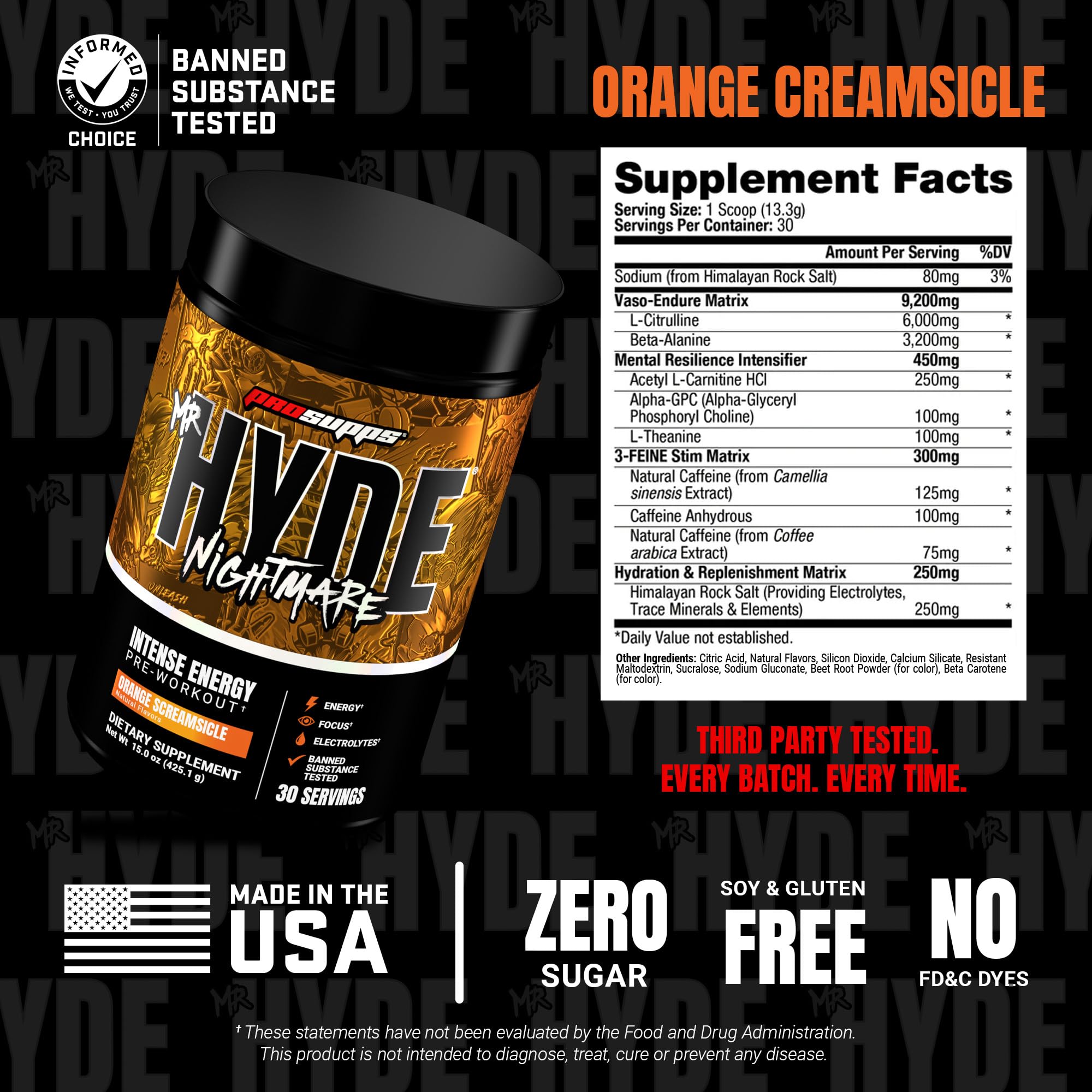 ProSupps Mr. Hyde Nightmare ingredientes en primer plano destaca beneficios activos