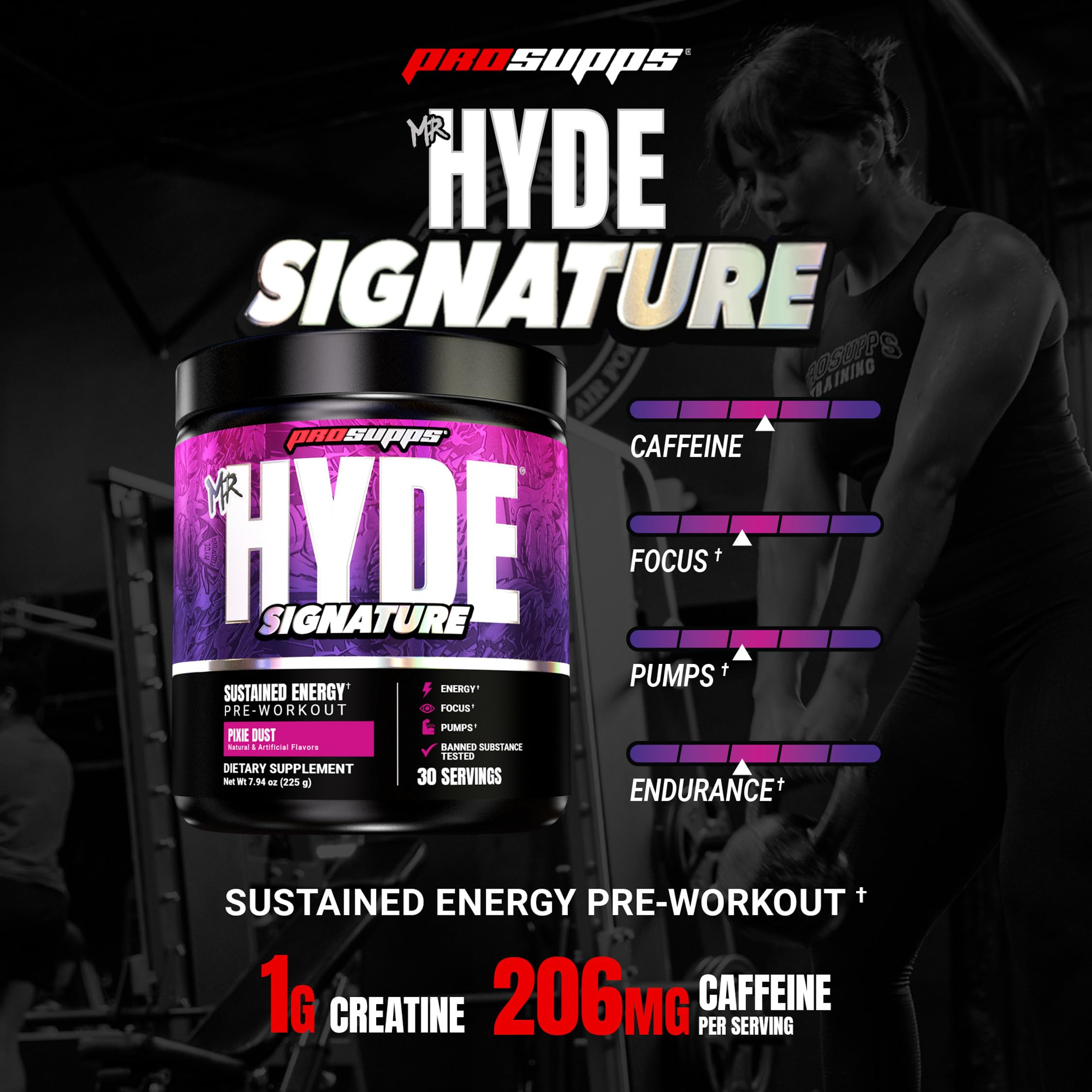 ProSupps Mr. Hyde polvo textura cercana que facilita disolución rápida