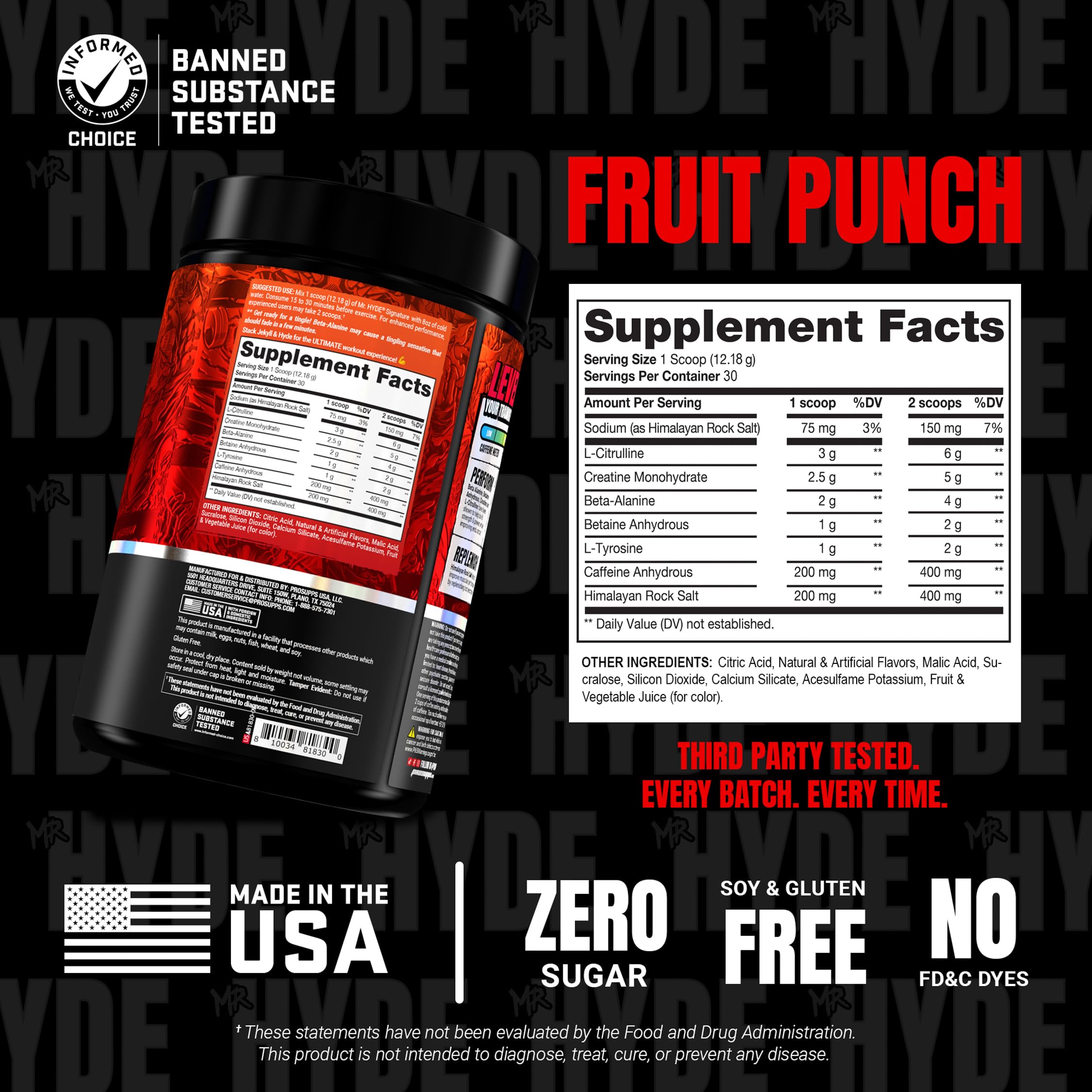 ProSupps Mr. Hyde V2 etiqueta nutricional visible para transparencia de ingredientes
