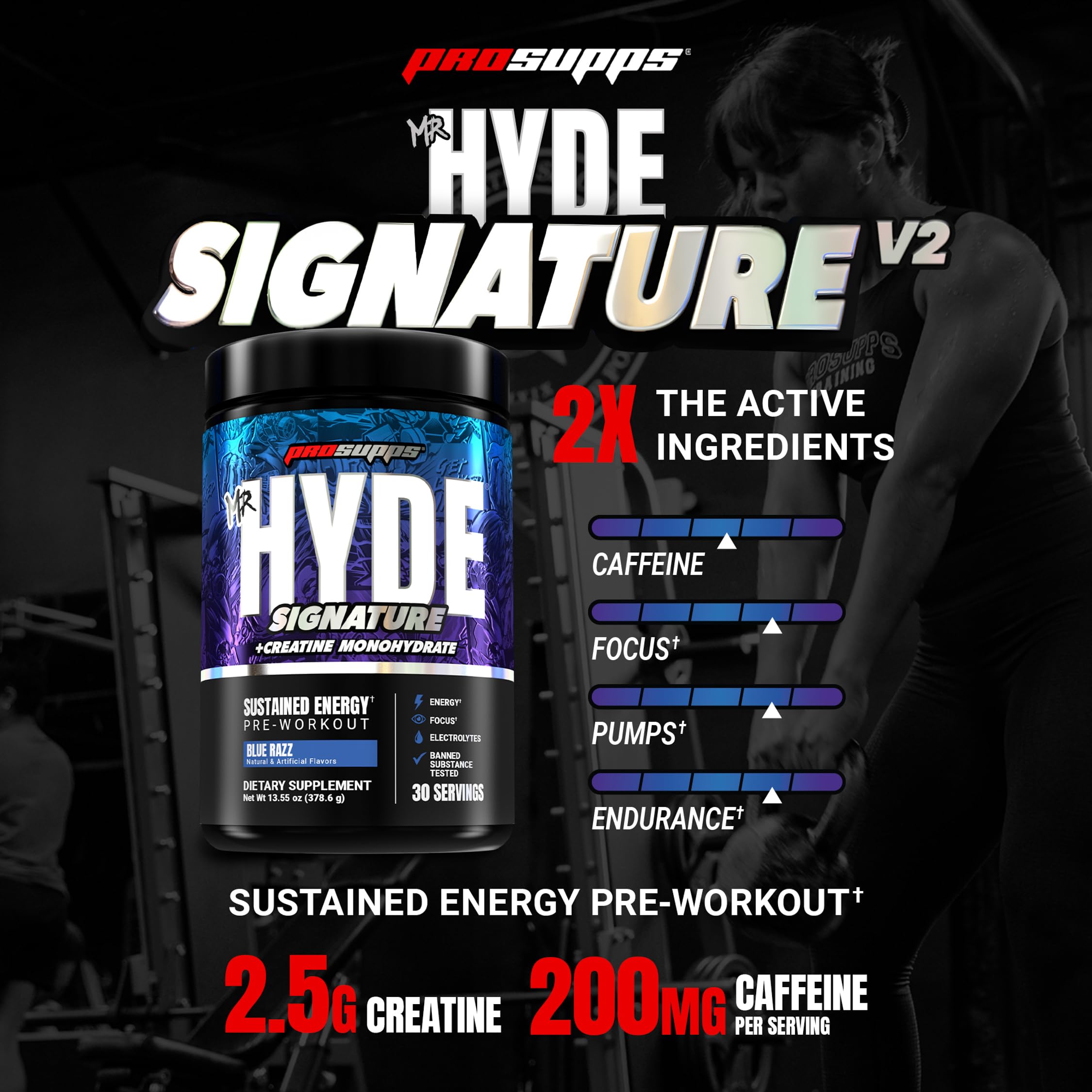ProSupps Mr. Hyde V2 polvo textura azul intenso para mezcla rápida
