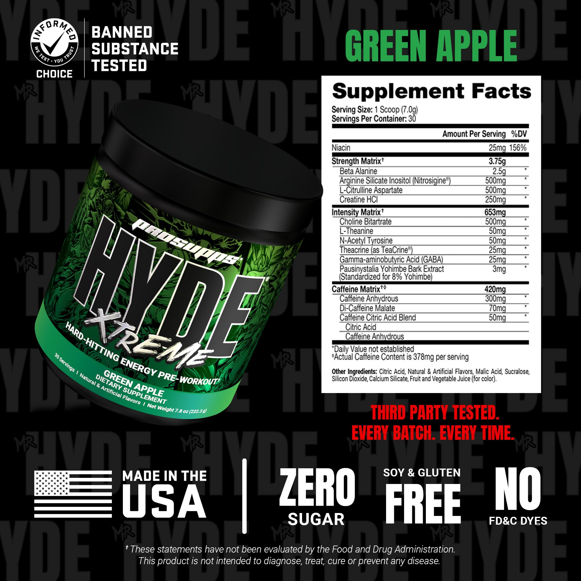 ProSupps Mr. Hyde Xtreme etiqueta de ingredientes destacando creatina, beta-alanina y transparencia de la fórmula