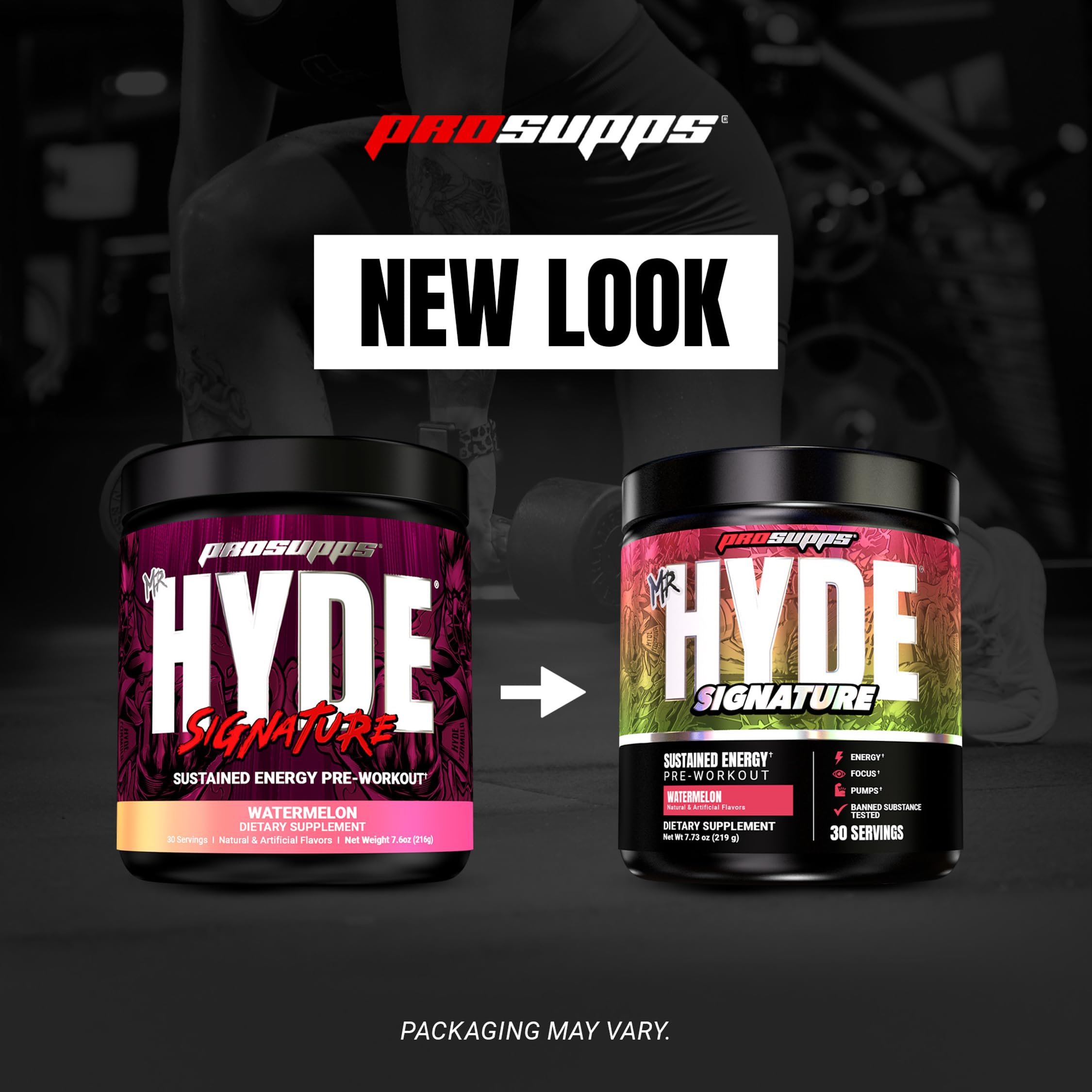 ProSupps Mr. HYDE tarro abierto con cuchara medidora que muestra control de dosis