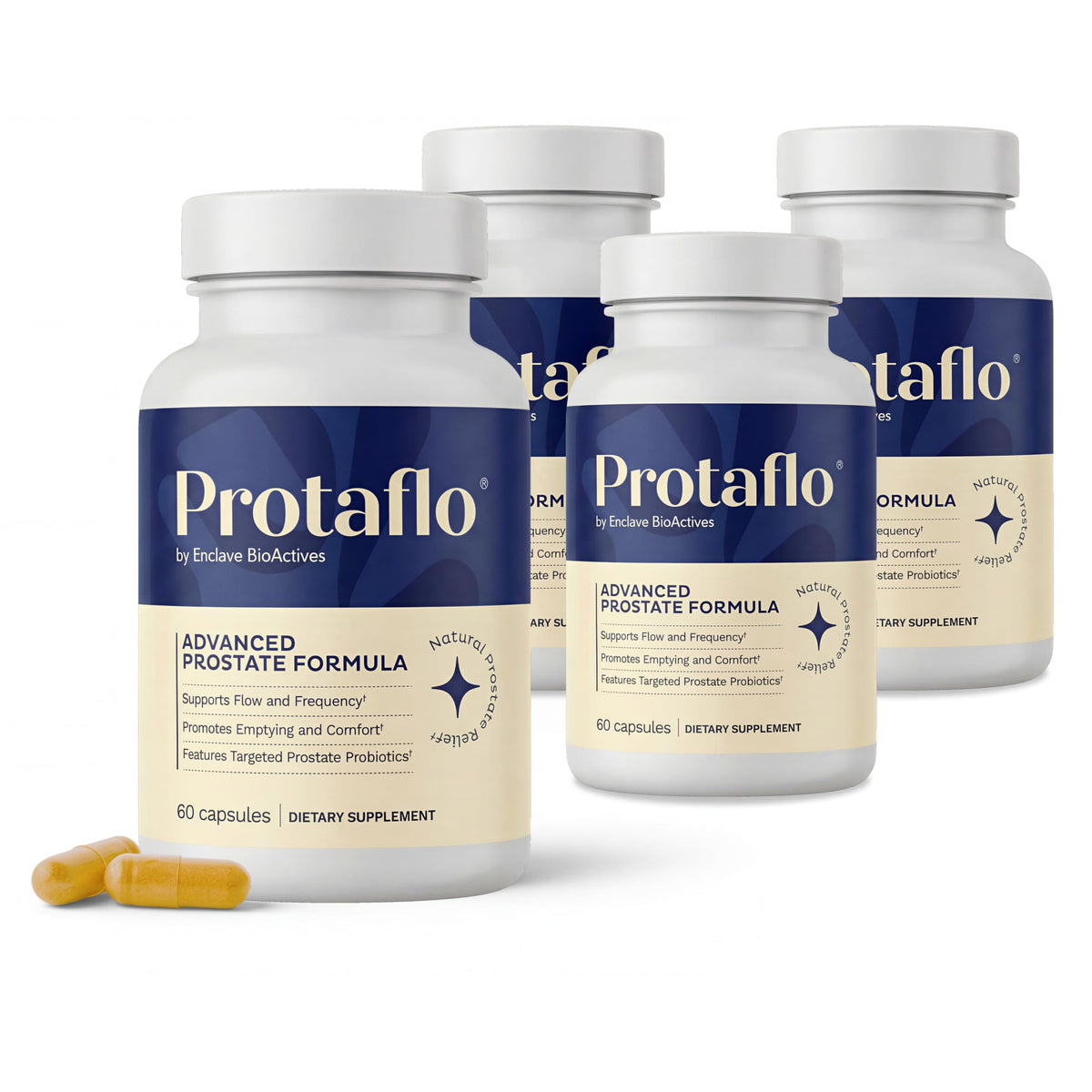 Protaflo frente del envase mostrando la marca y beneficio de soporte prostático