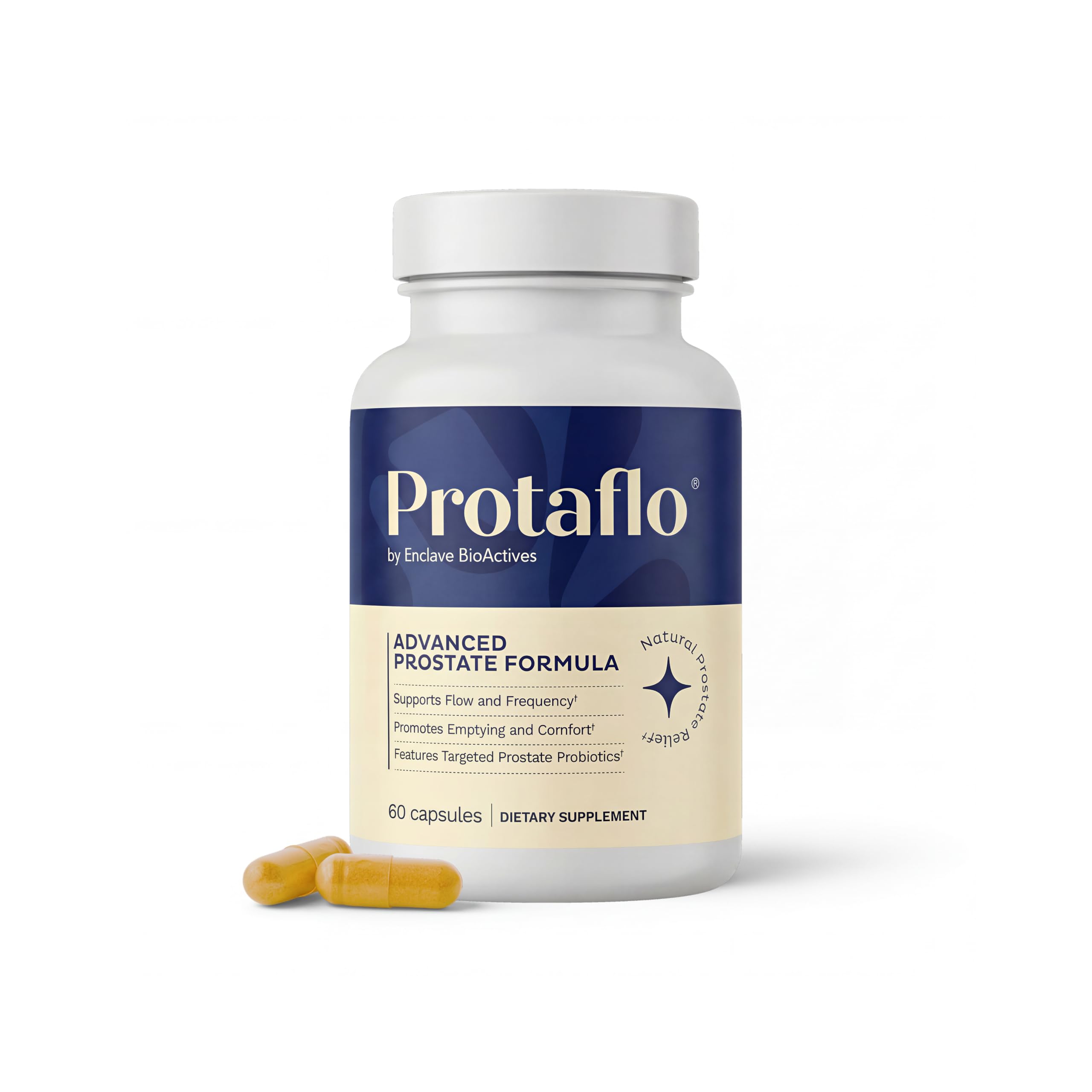 Protaflo vista frontal del empaque mostrando beneficios y 60 cápsulas