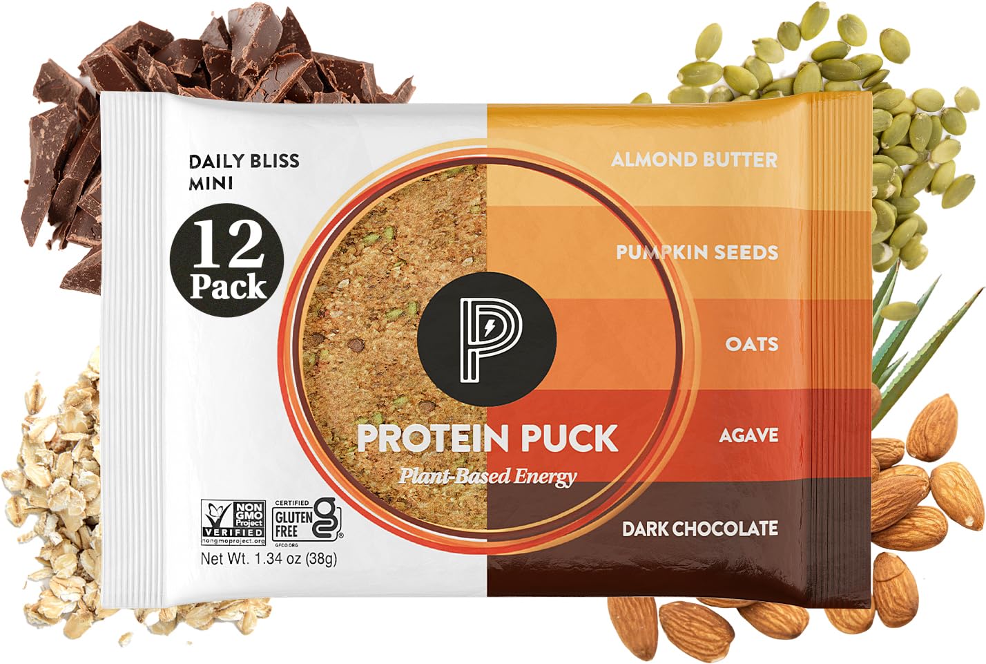 Protein Puck empaque frontal mostrando sabor y beneficios prácticos