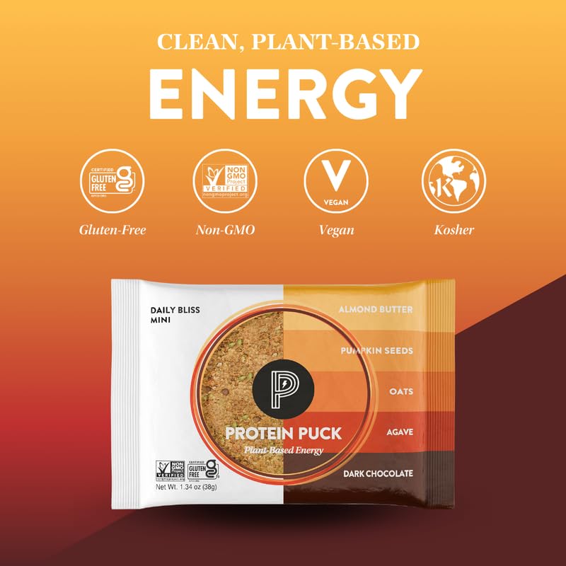 Protein Puck interior roto que revela nueces y semillas para energía