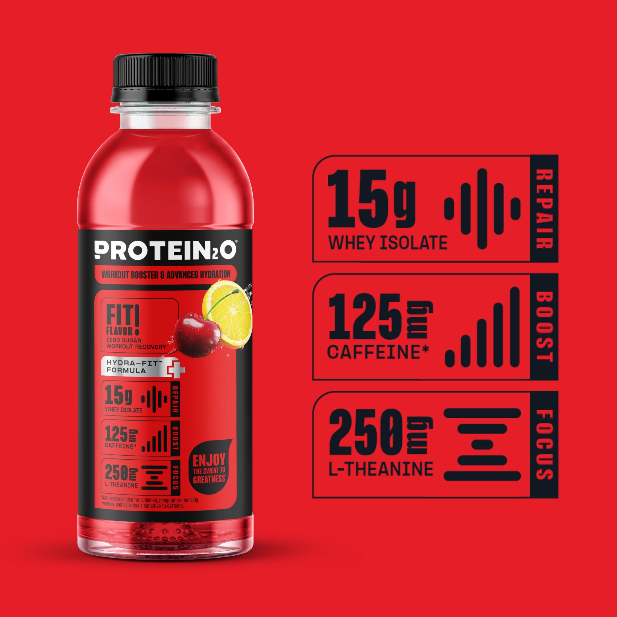 Protein2o botella en el gimnasio junto a mancuernas para recuperación post entreno