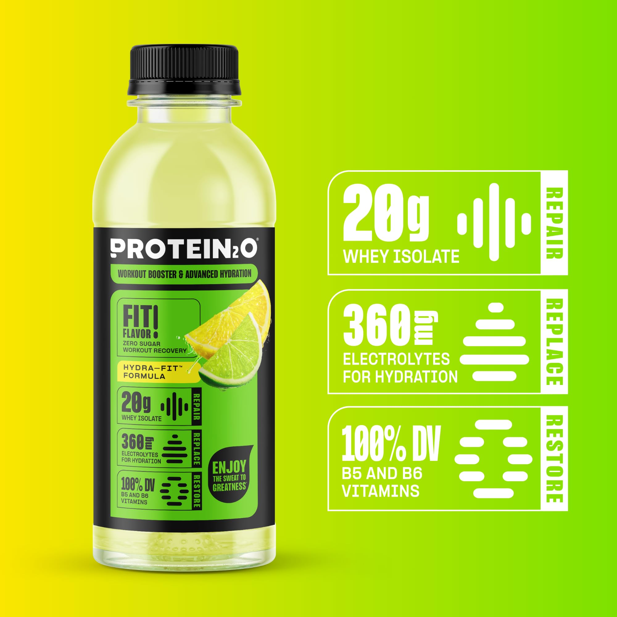 Protein2o botella en mano tras ejercicio, beneficio hidratación inmediata