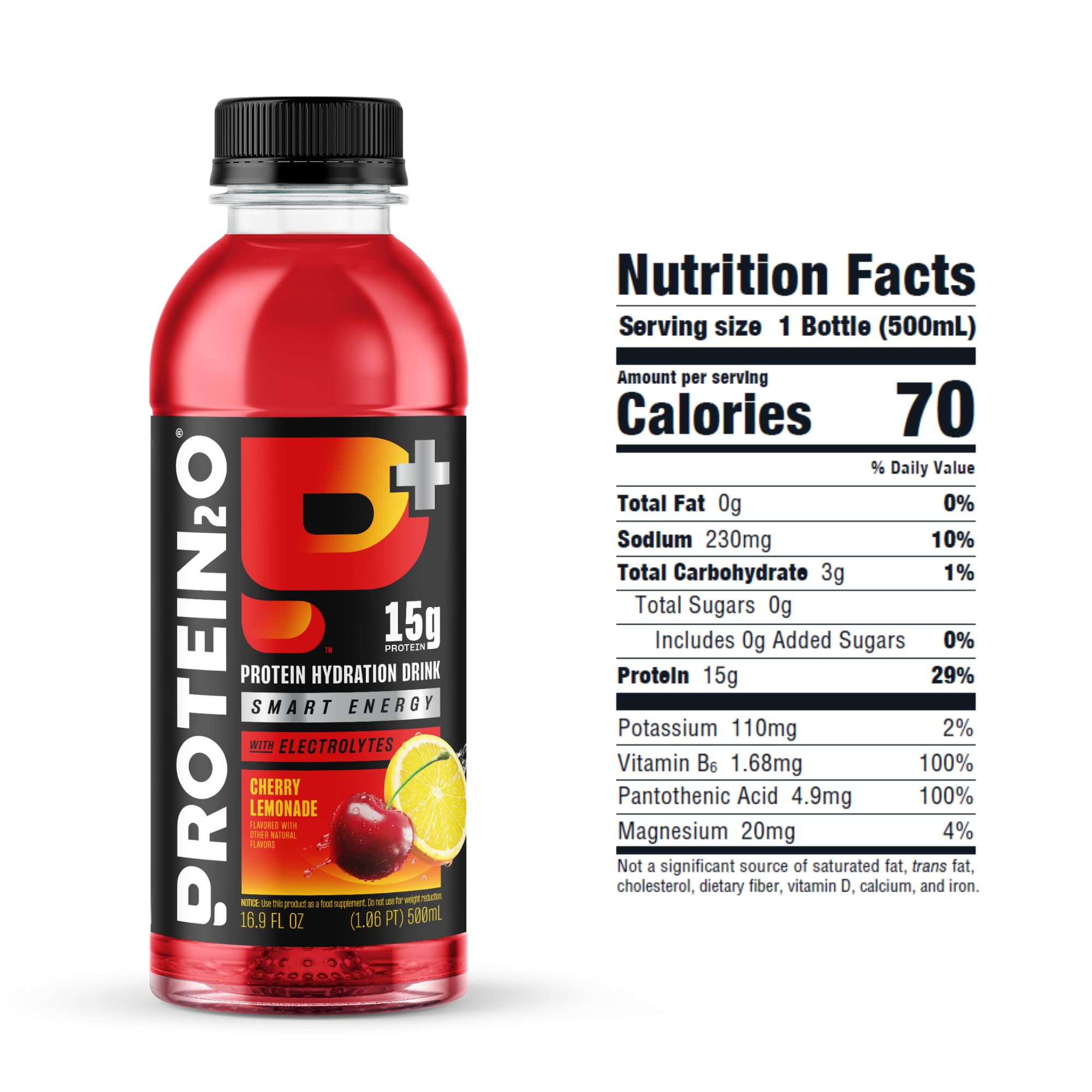 Protein2o comparación de tamaño para visualizar volumen útil
