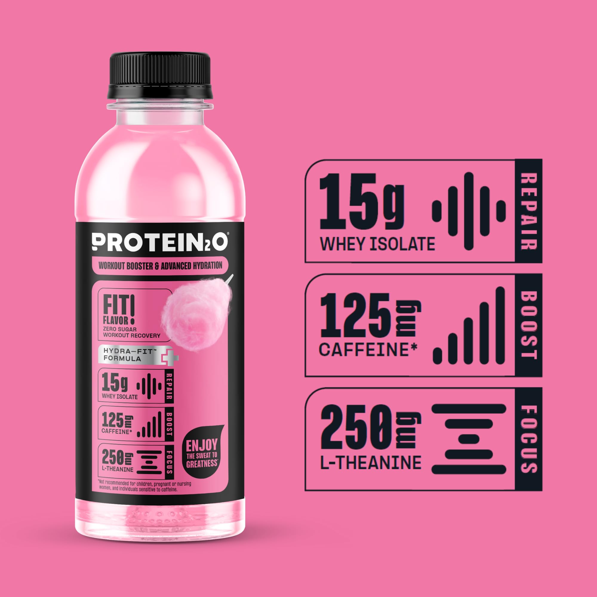 Protein2o comparación de tamaño en mano, ideal para llevar